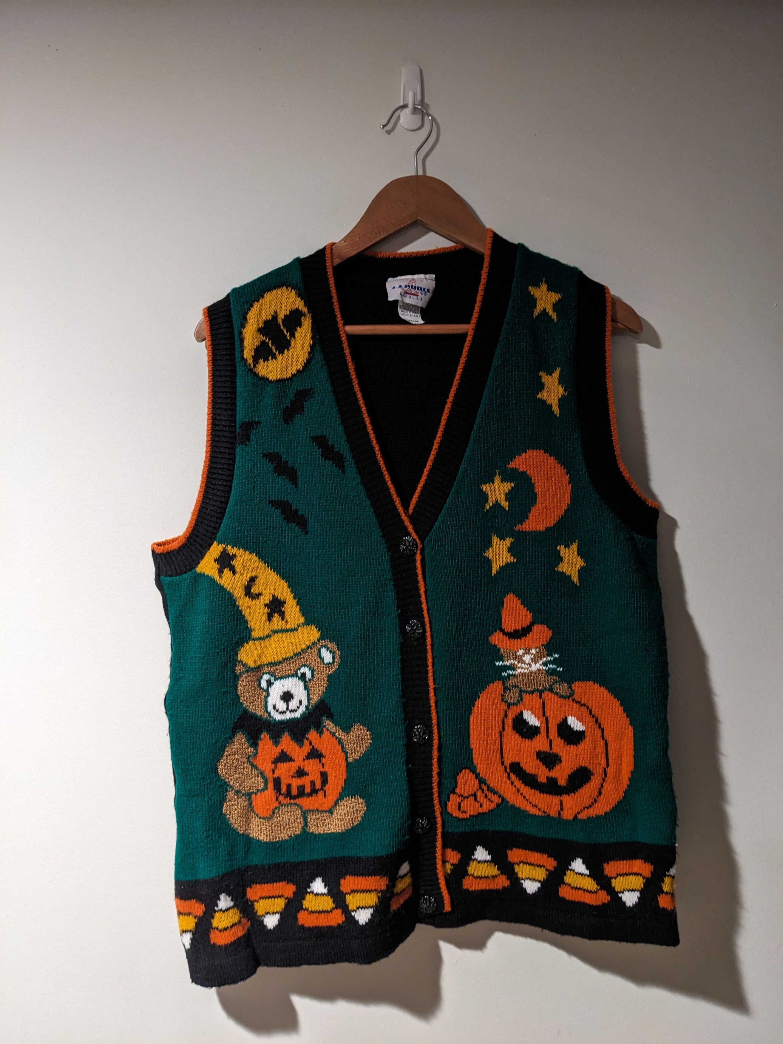 Expert Horror × Vintage Vintage 90s Halloween Bear Black Medium Knitted Vest Size US M / EU 48-50 / 2 - 1 Thumbnail