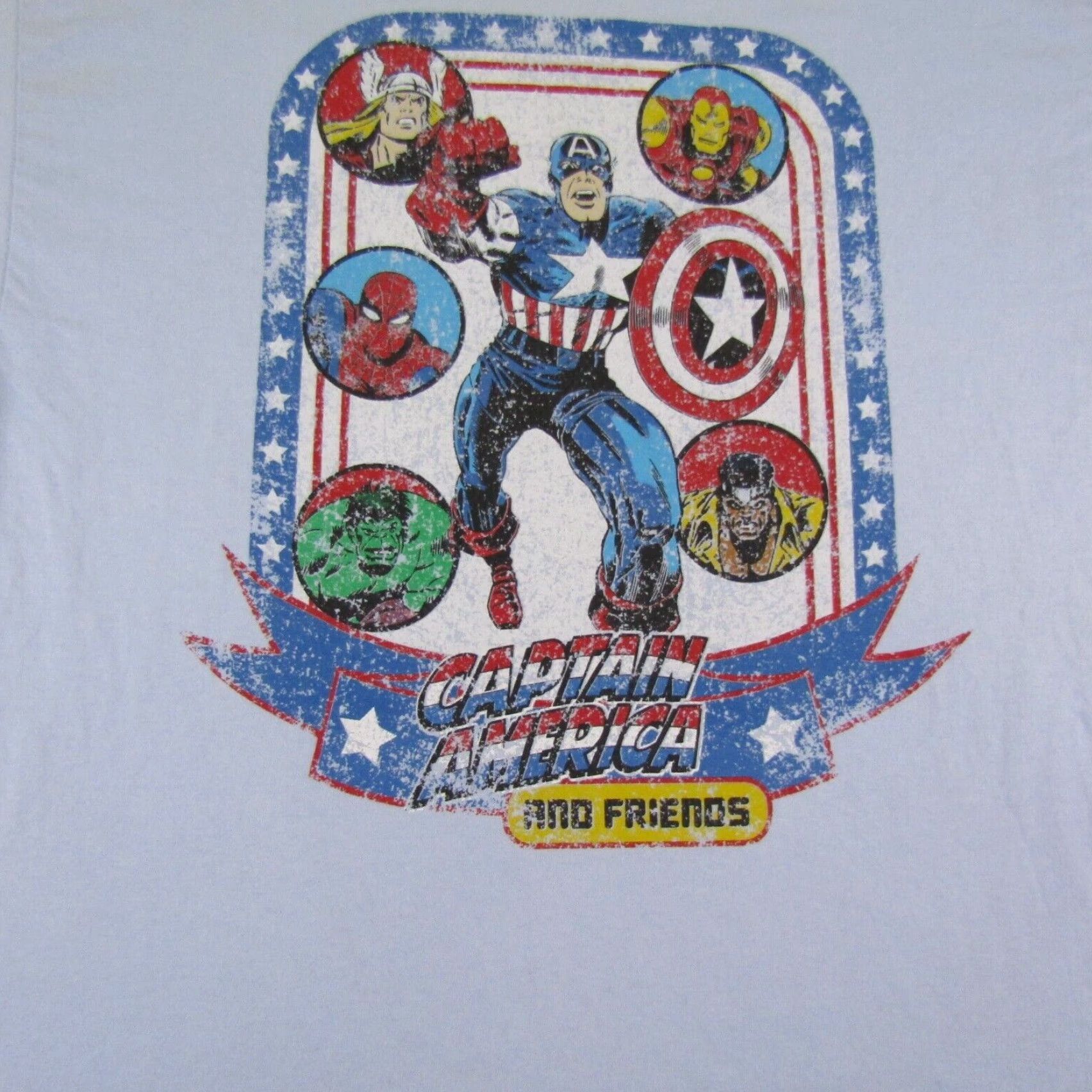 Vintage VINTAGE Marvel T-Shirt Mens Large Graphic Print Blue Captain America Super Hero Comic Movie 90s Size US L / EU 52-54 / 3 - 2 Thumbnail