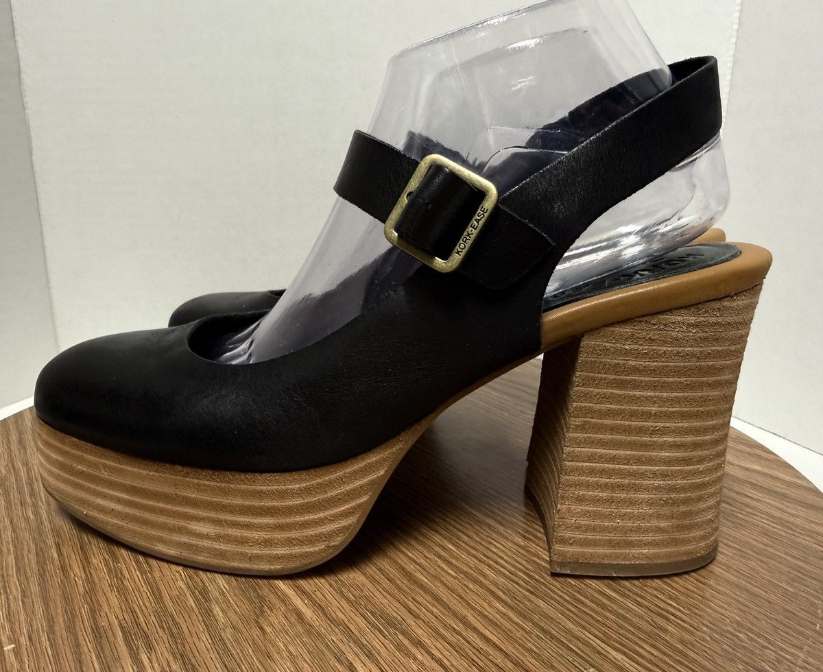 Kork-Ease Kork-Ease Vanya Slingback Platform Black Leather Sandals Size US 9 / IT 39 - 4 Thumbnail