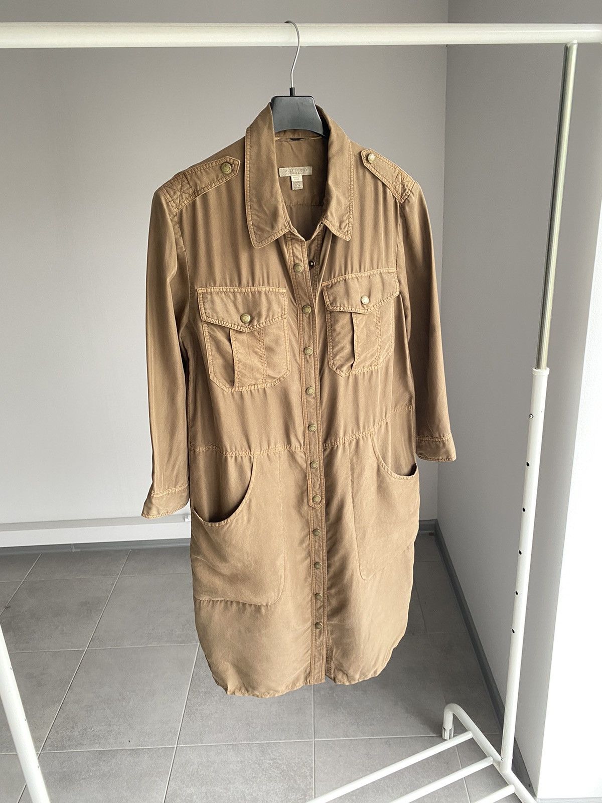 image of Burberry Brit Shirt Dress Mulberry Silk in Brown, Women's (Size XS)