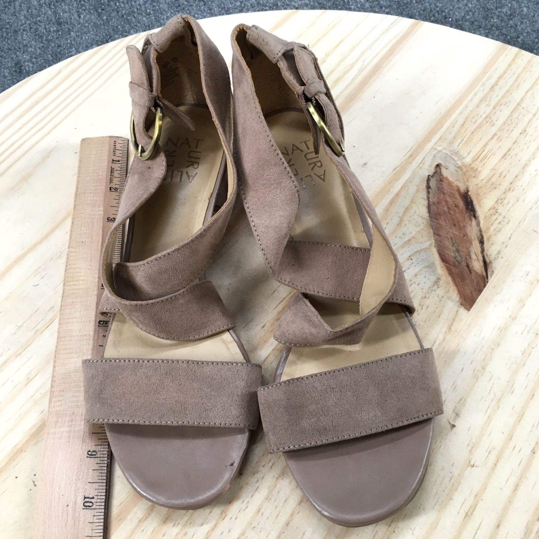Naturalizer Naturalizer Sandals Amelia Strappy Low Heels Beige Fabric Buckle Womens 7 M Size US 7 / IT 37 - 7 Thumbnail