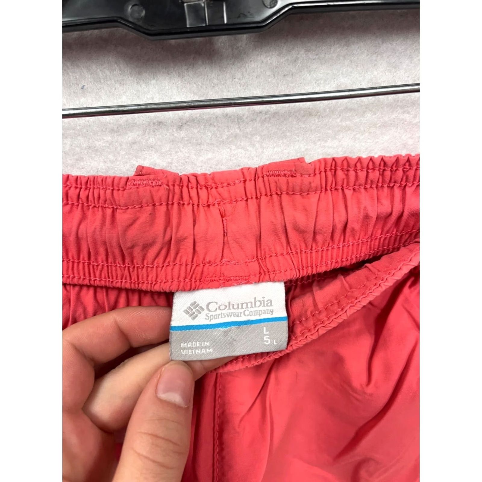 Vintage Columbia Womens Quick-Dry Nylon Shorts Size L Red Athletic Short, Back Pocket, Lightweight, Elastic Waistband, Pre-Owned Like New, Womens L Size 36" / US 14 / IT 50 - 3 Thumbnail