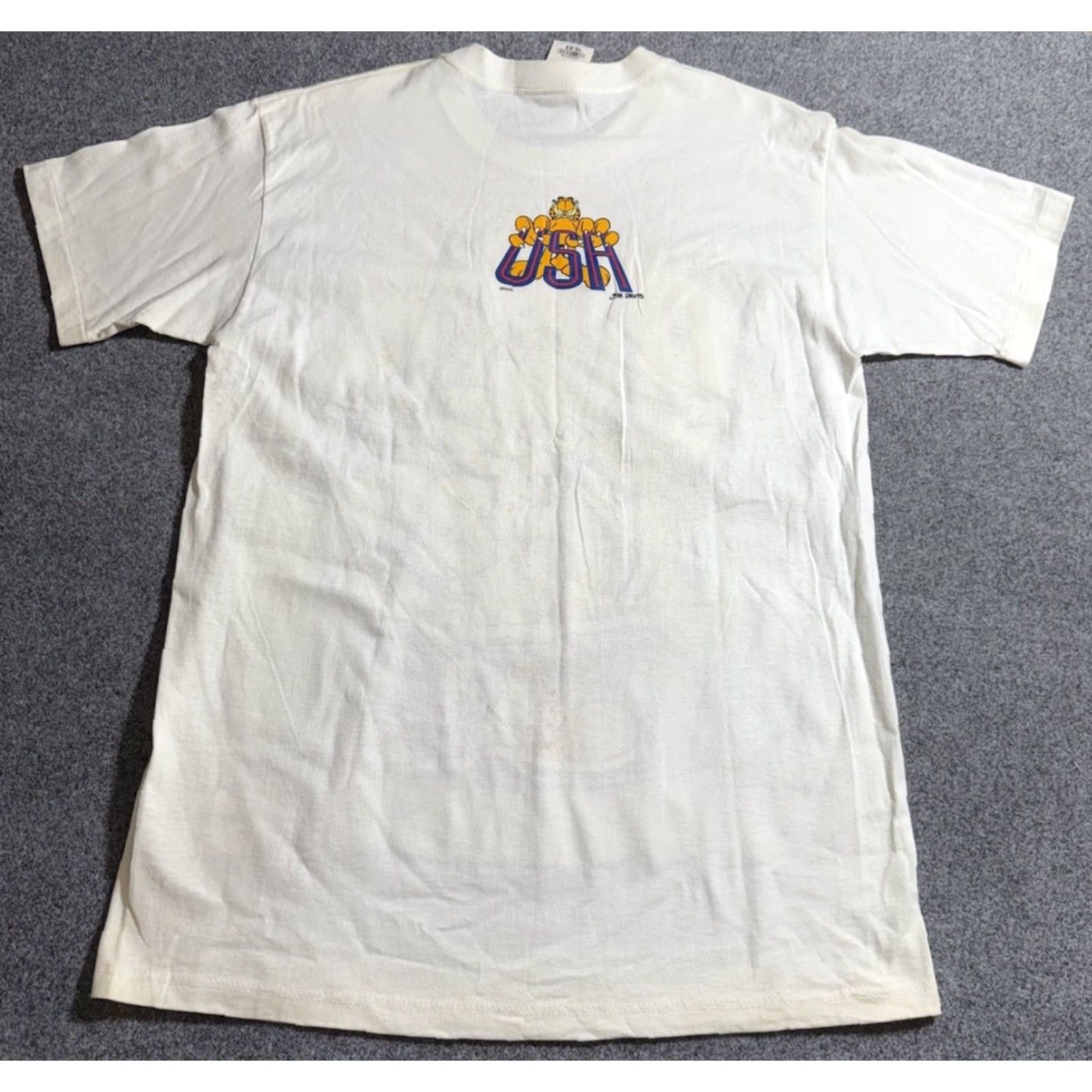 Vintage VINTAGE Garfield USA Eating Team Pizza Graphic Tee Shirt Mens Large NWT White Cotton Crew Neck Short Sleeve MEX Spring Ford USA Theme 90s Size US L / EU 52-54 / 3 - 2 Thumbnail