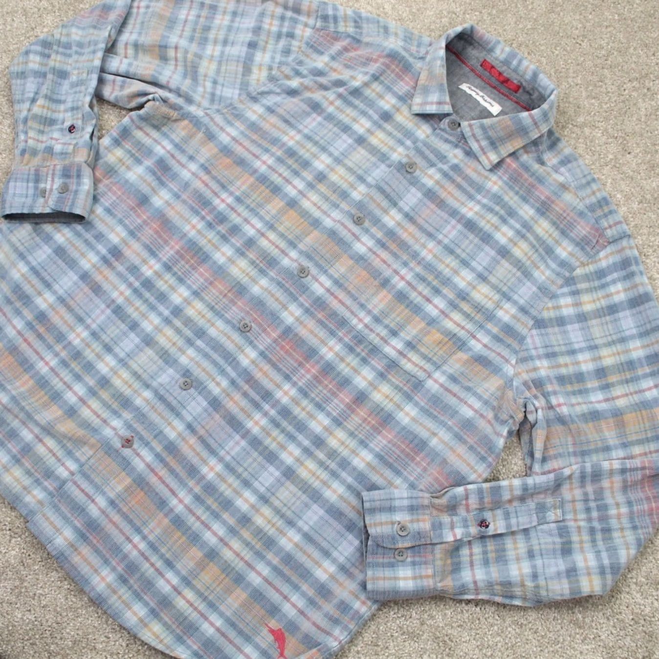 Tommy Bahama Tommy Bahama Shirt Mens XL Blue Madras Textured Cotton Long Sleeve Button Up Size US XL / EU 56 / 4 - 3 Thumbnail