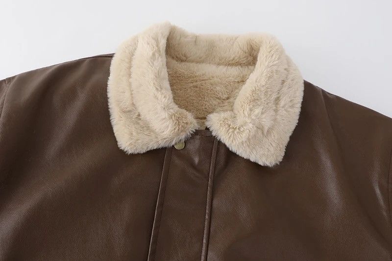Other Winter Fur PU Leather Vintage Motorcycle Jacket Coat Unisex Size ONE SIZE - 10 Thumbnail
