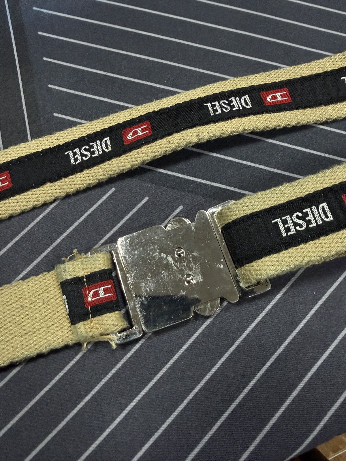 Diesel 🇺🇸 Vintage 90s Diesel Canvas Webbing Belt Seatbelt Buckle Size ONE SIZE - 7 Thumbnail