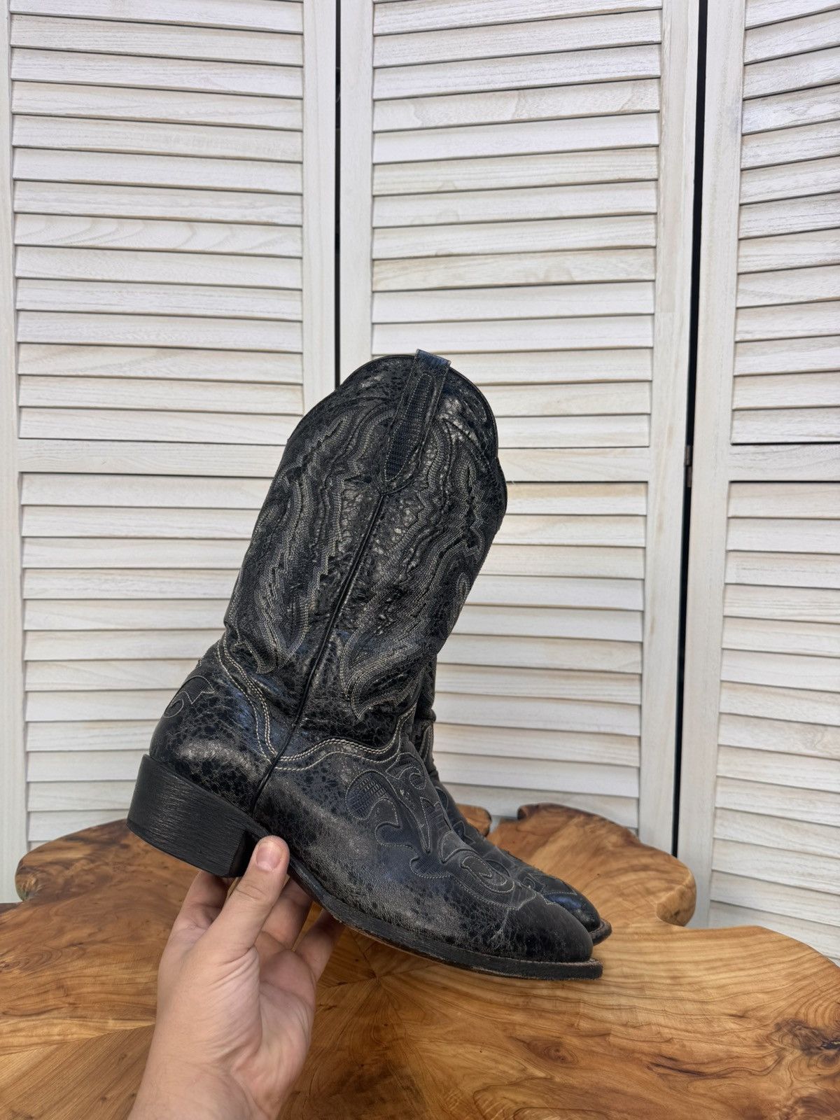 Other Vintage J.S. Dillon Men’s Cowboy Boots Black Leather USA 10 Size US 10 / EU 43 - 8 Thumbnail