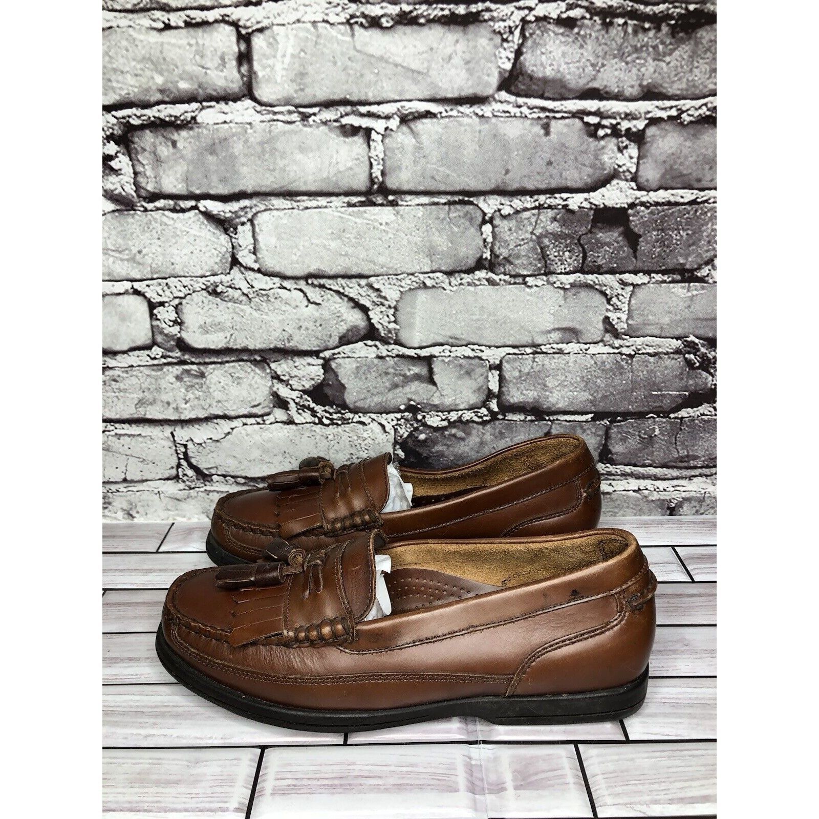 Bass Bass Strout Brown Leather Tassel Loafers SlipOn Casual Shoes Size US 7.5 / EU 40-41 - 12 Thumbnail