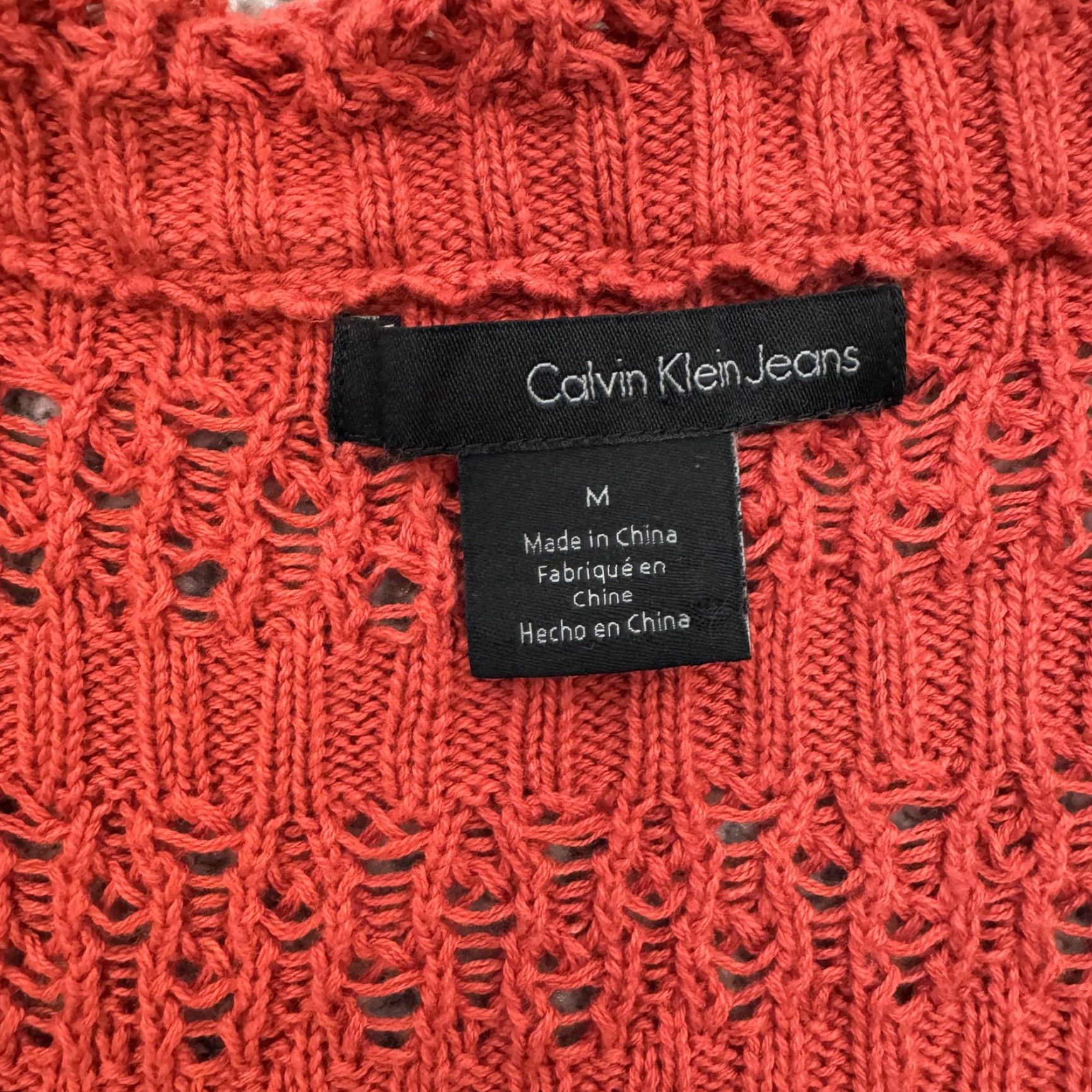 Calvin Klein Calvin Klein Jeans Sweater Women M Red Knit Solid Boho Cottagecore Retro 70s Prairie Romantic Size M / US 6-8 / IT 42-44 - 2 Thumbnail