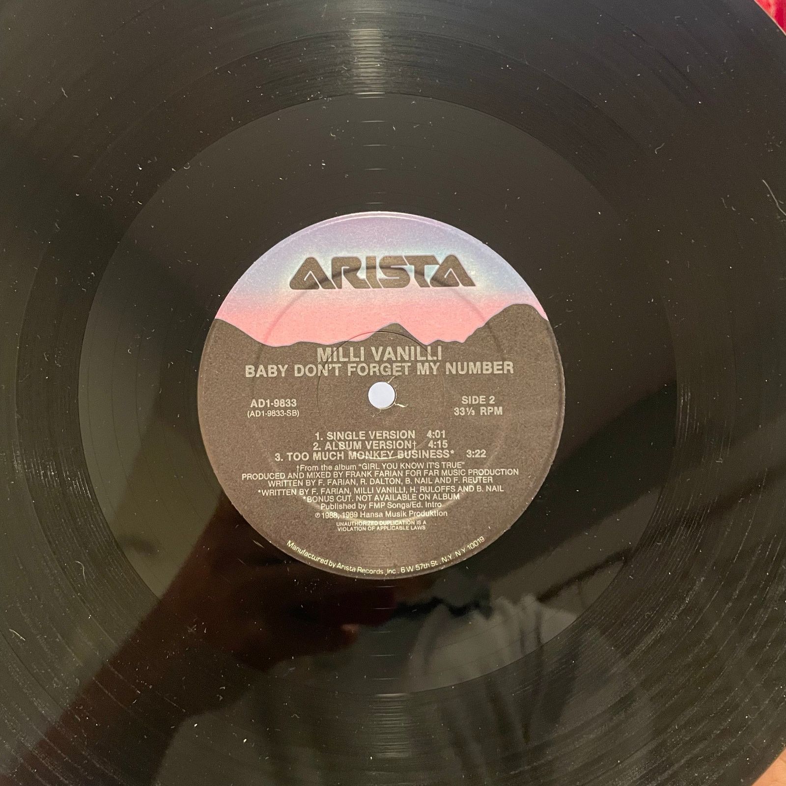INTENTIONALLY BLANK Milli Vanilli - Baby Don't Forget My Number 12" vinyl record Size ONE SIZE - 4 Thumbnail