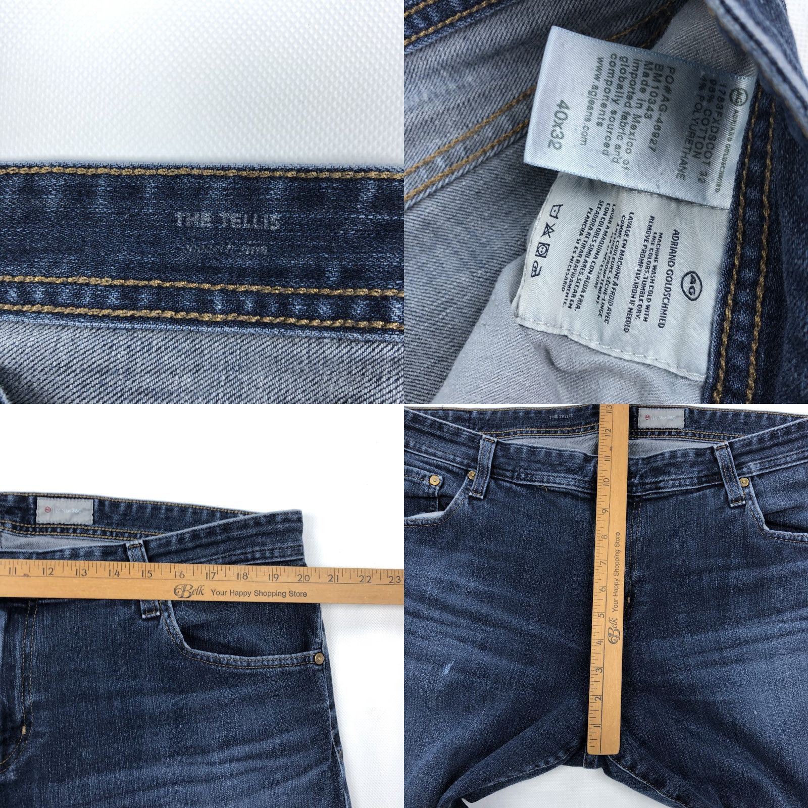 Vintage AG Adriano Goldschmied Jeans The Tellis Slim Straight Dark Wash 40x32 Men Denim 5-Pocket Size US 40 / EU 56 - 8 Thumbnail