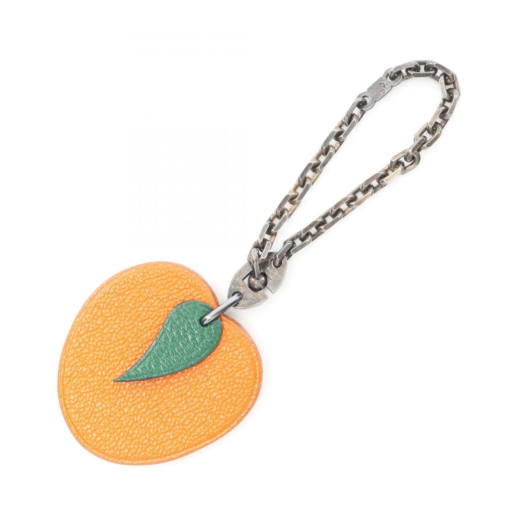 Hermes Hermes Tangerines Bag Charm Leather Orange Green Silver Hardware Size ONE SIZE - 1 Thumbnail