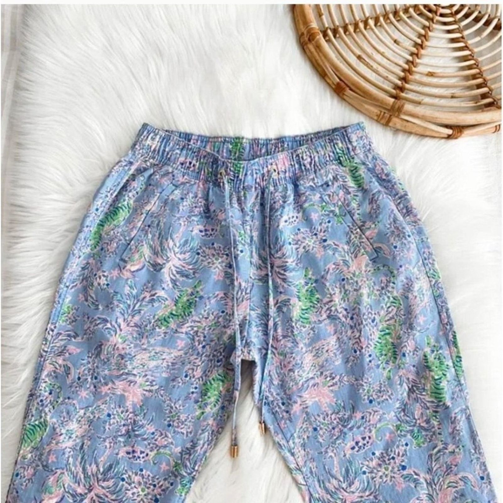 Lilly Pulitzer Lilly Pulitzer Taron Mid-Rise Linen Pant Blue Peri Medium Size 28" / US 6 / IT 42 - 6 Thumbnail