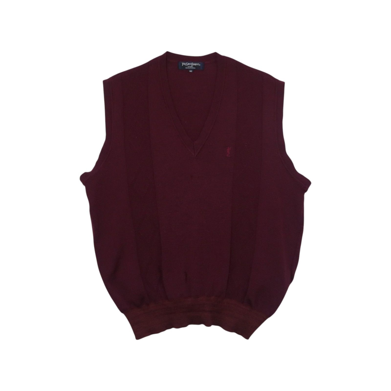 Yves Saint Laurent Vintage 90s YSL Tricots Distressed Knit Cable Vest Size US M / EU 48-50 / 2 - 1 Thumbnail