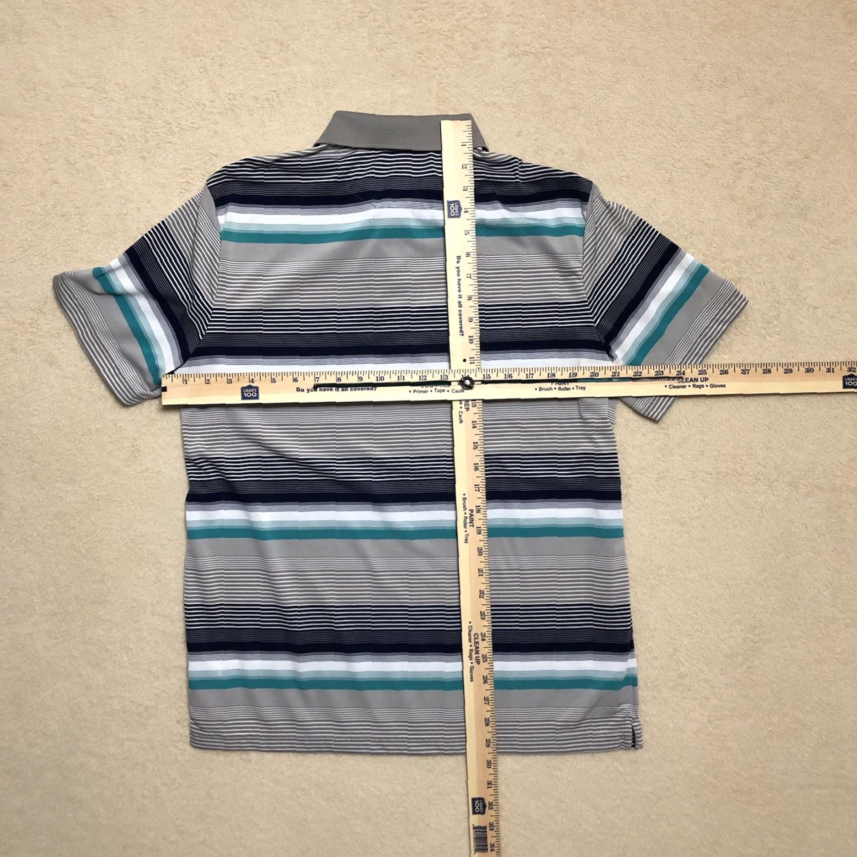 Chaps Chaps Medium Golf Polo Shirt Light Gray Striped Short Sleeve Casual Mens Size US M / EU 48-50 / 2 - 7 Thumbnail
