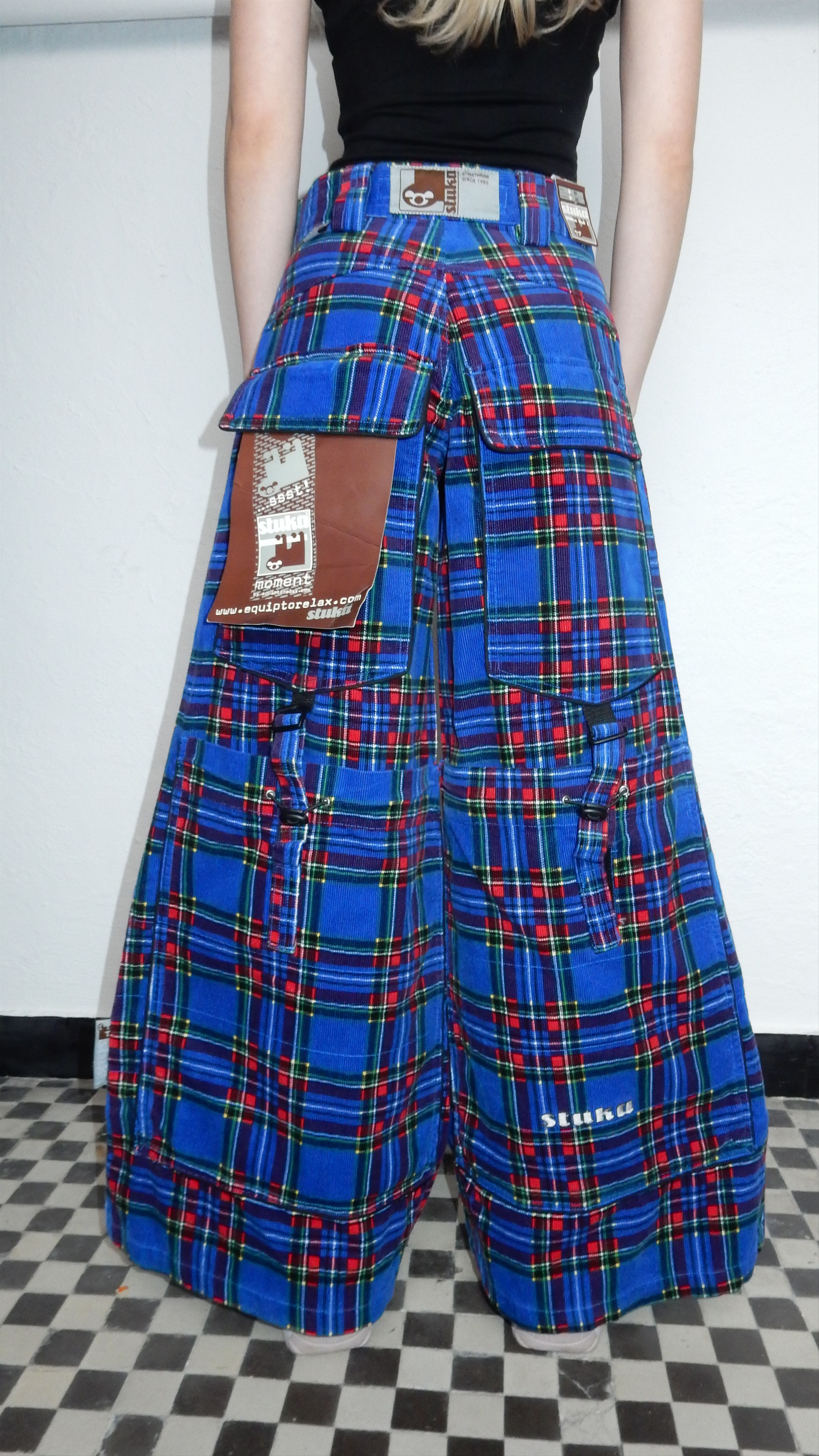 Jnco × Streetwear × Vintage Stuka corduroy blue checked