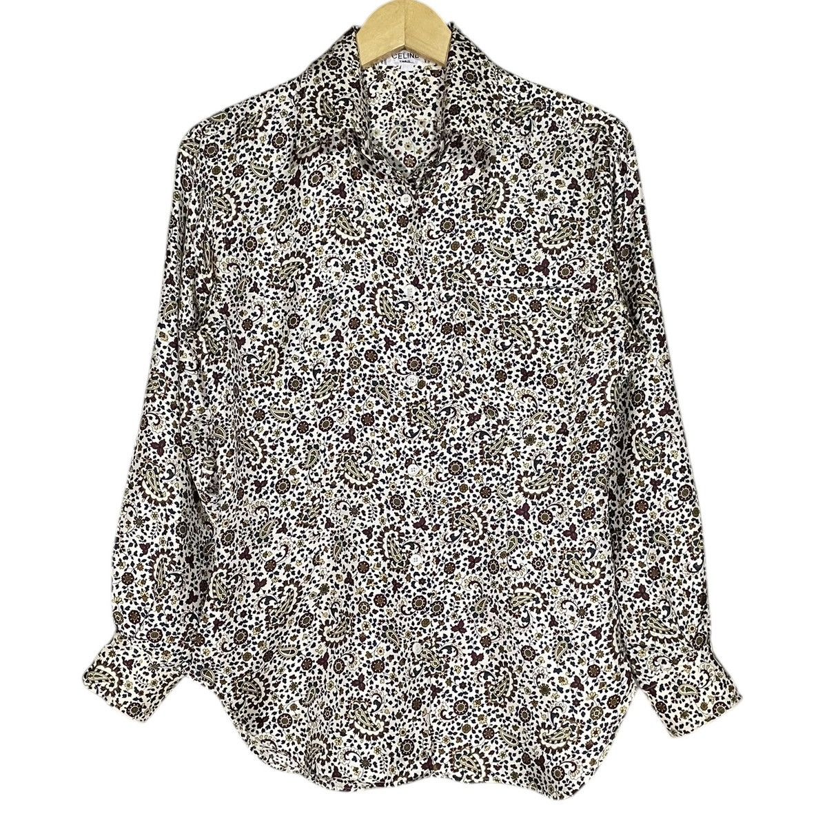 Celine × Designer Celine Paisley Bottom Up Silk Shirt Size XS / US 0-2 / IT 36-38 - 1 Thumbnail