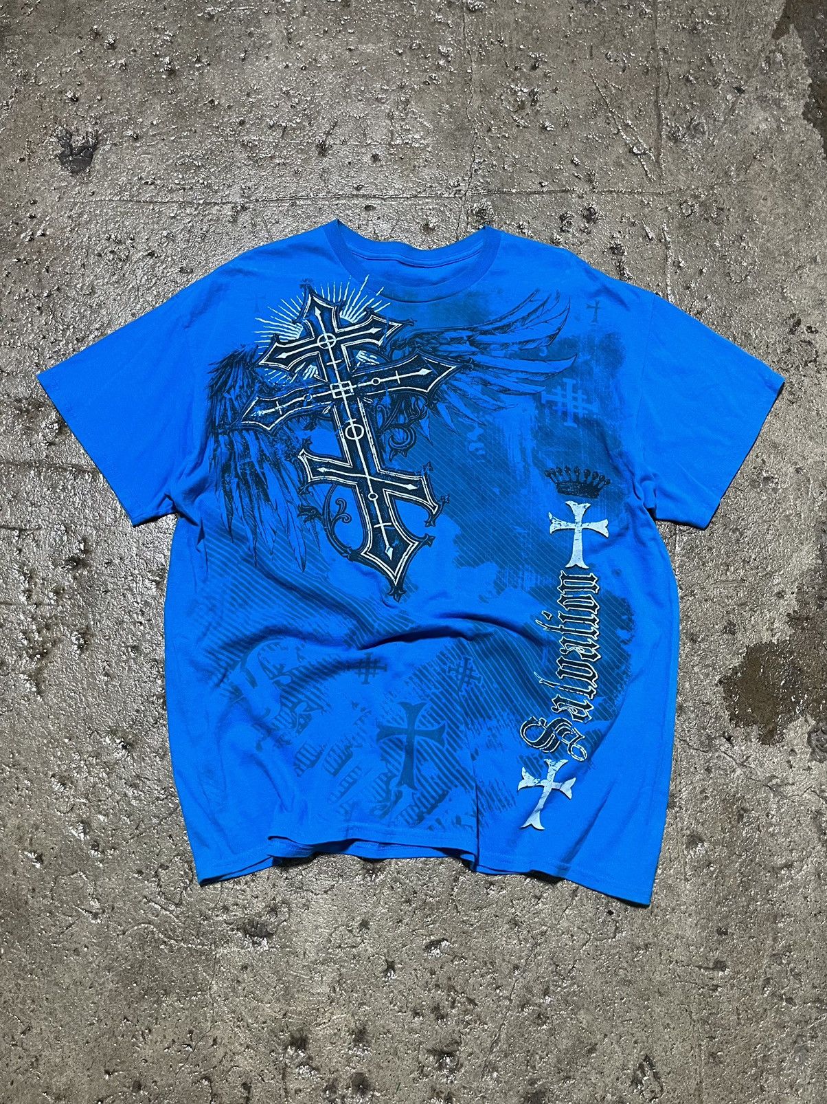 Affliction Crazy Y2K Affliction Style Skull Cross Punk Goth Skater Tee Size US XL / EU 56 / 4 - 1 Thumbnail