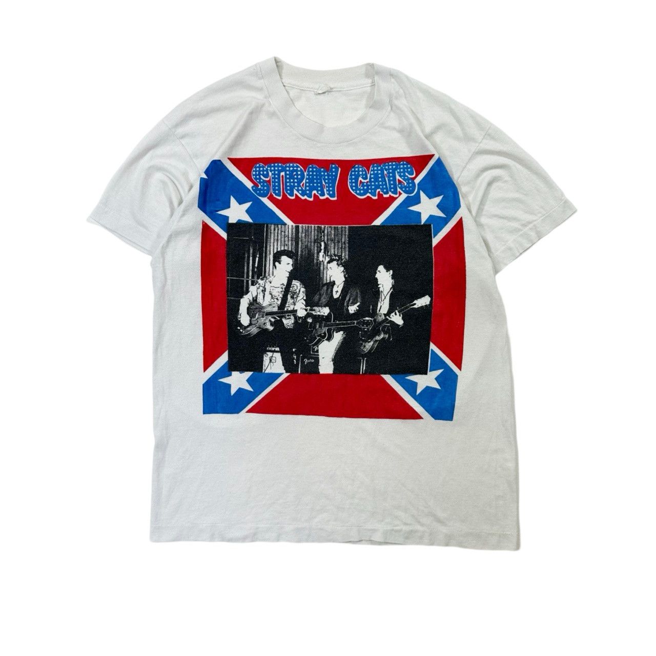 Vintage Vintage 90s Single Stitch Stray Cats Big Print Graphic Band Size US L / EU 52-54 / 3 - 1 Thumbnail