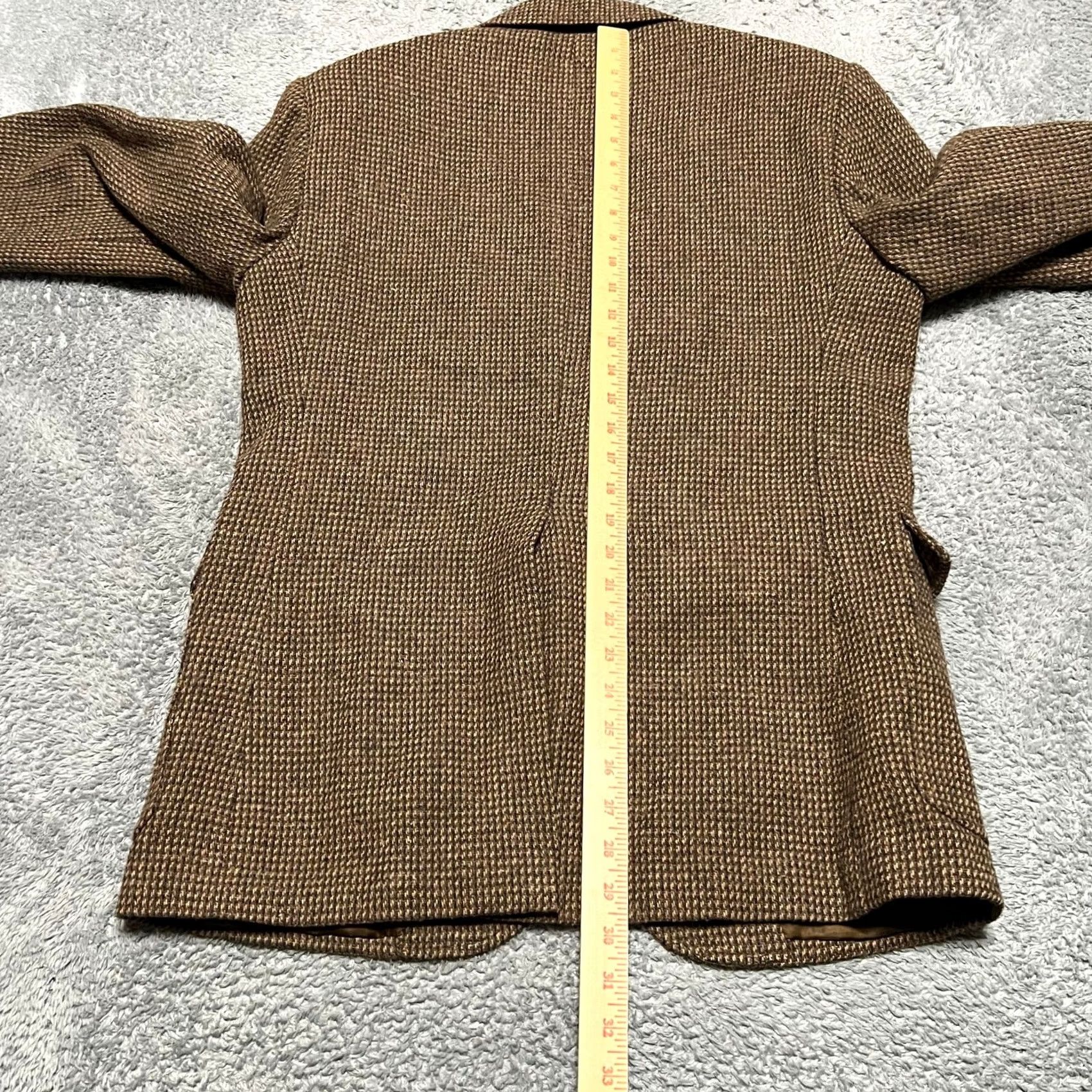 Jordache VINTAGE Jordache Blazer Coat 42R Men Wool Tweed Herringbone Sport Jacket Brown Mens Size 42R - 7 Thumbnail