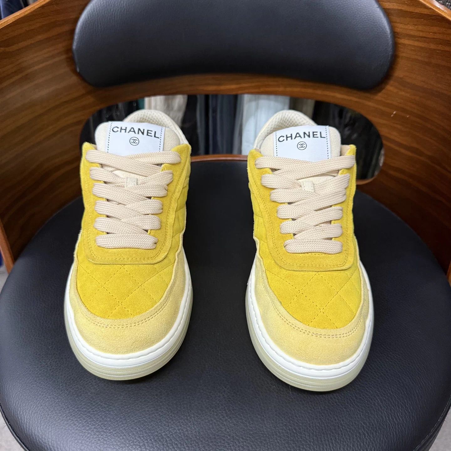 Chanel Chanel Quilted Yellow Suede Kicks Wmns 38 Mint Size US 7 / IT 37 - 2 Thumbnail