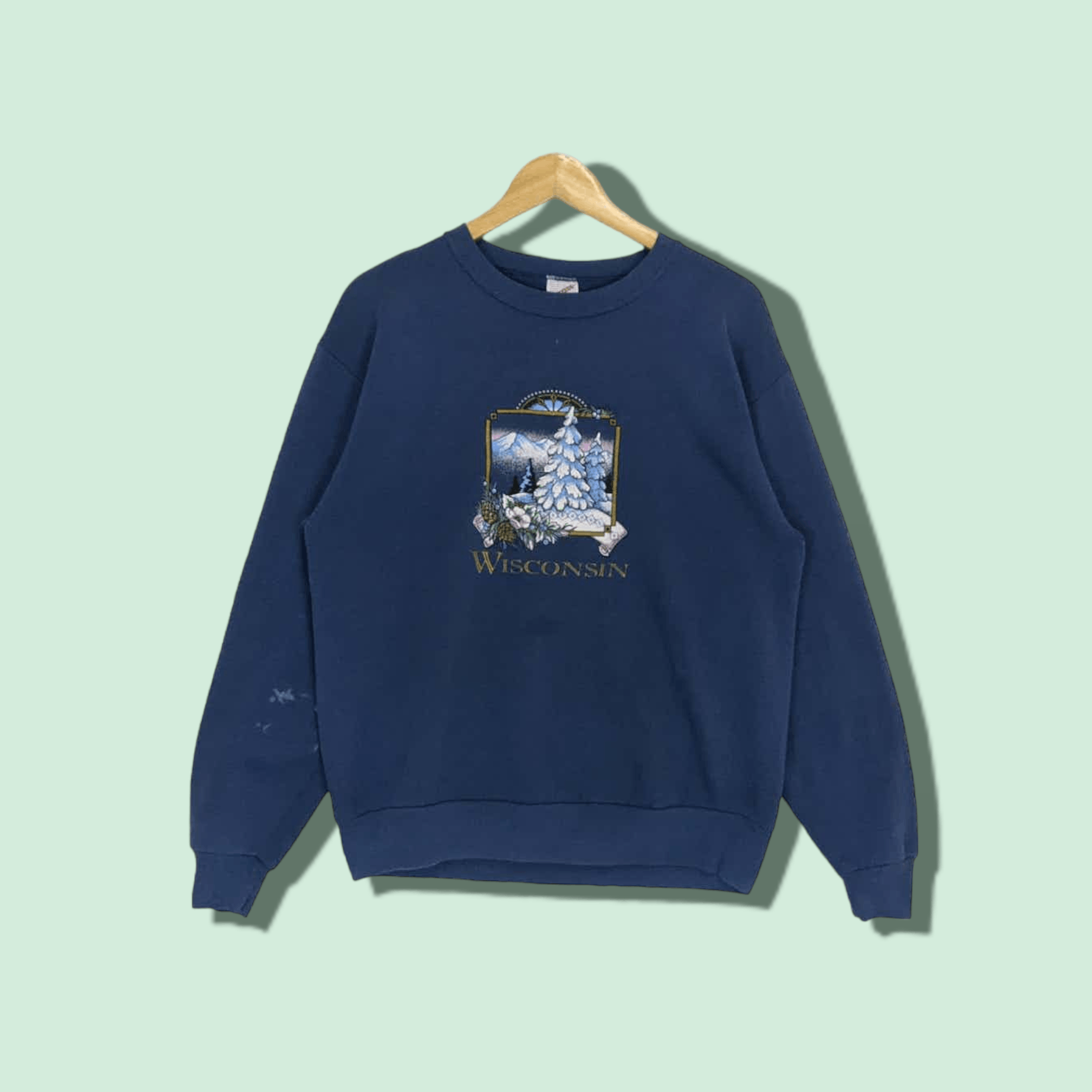 Jerzees Vintage 90's JERZEES Winter In Wisconsin Jumper Sweatshirt Size US M / EU 48-50 / 2 - 1 Thumbnail