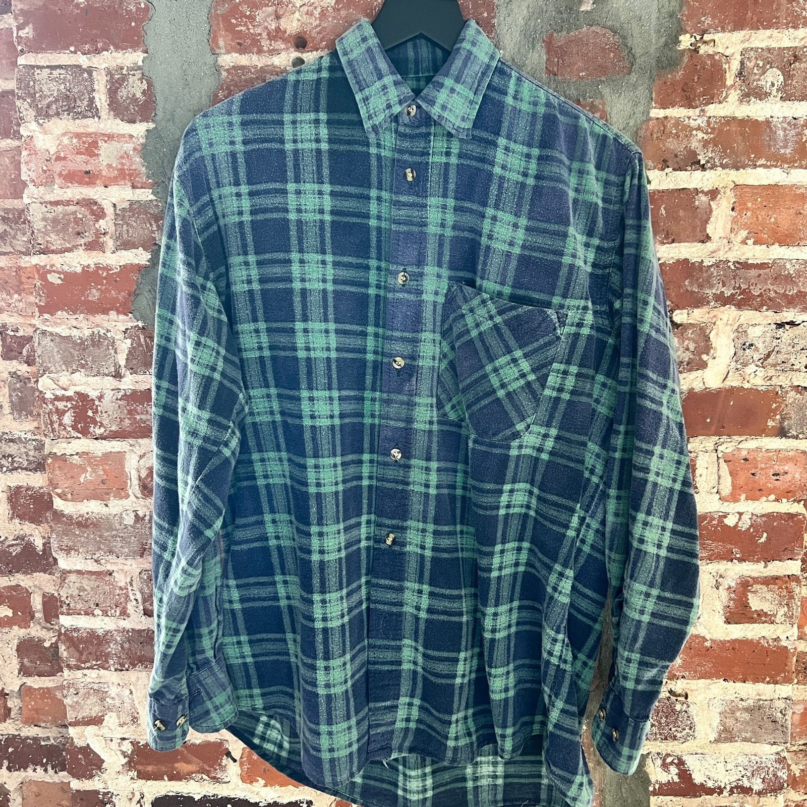 Vintage VTG Perfectly faded Blue Green Plaid Flannel Shirt Size M Size US M / EU 48-50 / 2 - 2 Thumbnail