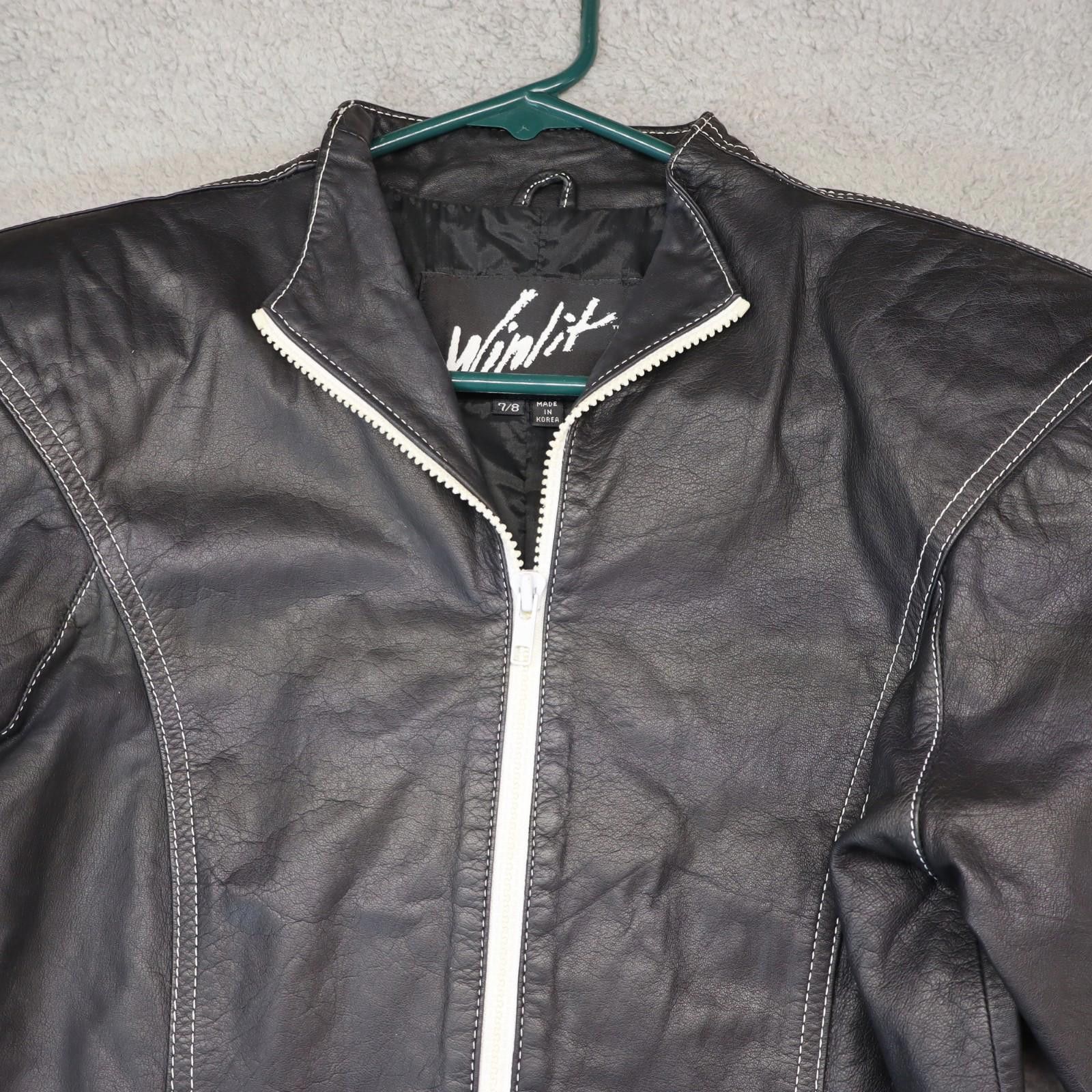 Other Winlit Women Leather Jacket 7/8 Large Black Trenhcoat Moto Size L / US 10 / IT 46 - 2 Thumbnail