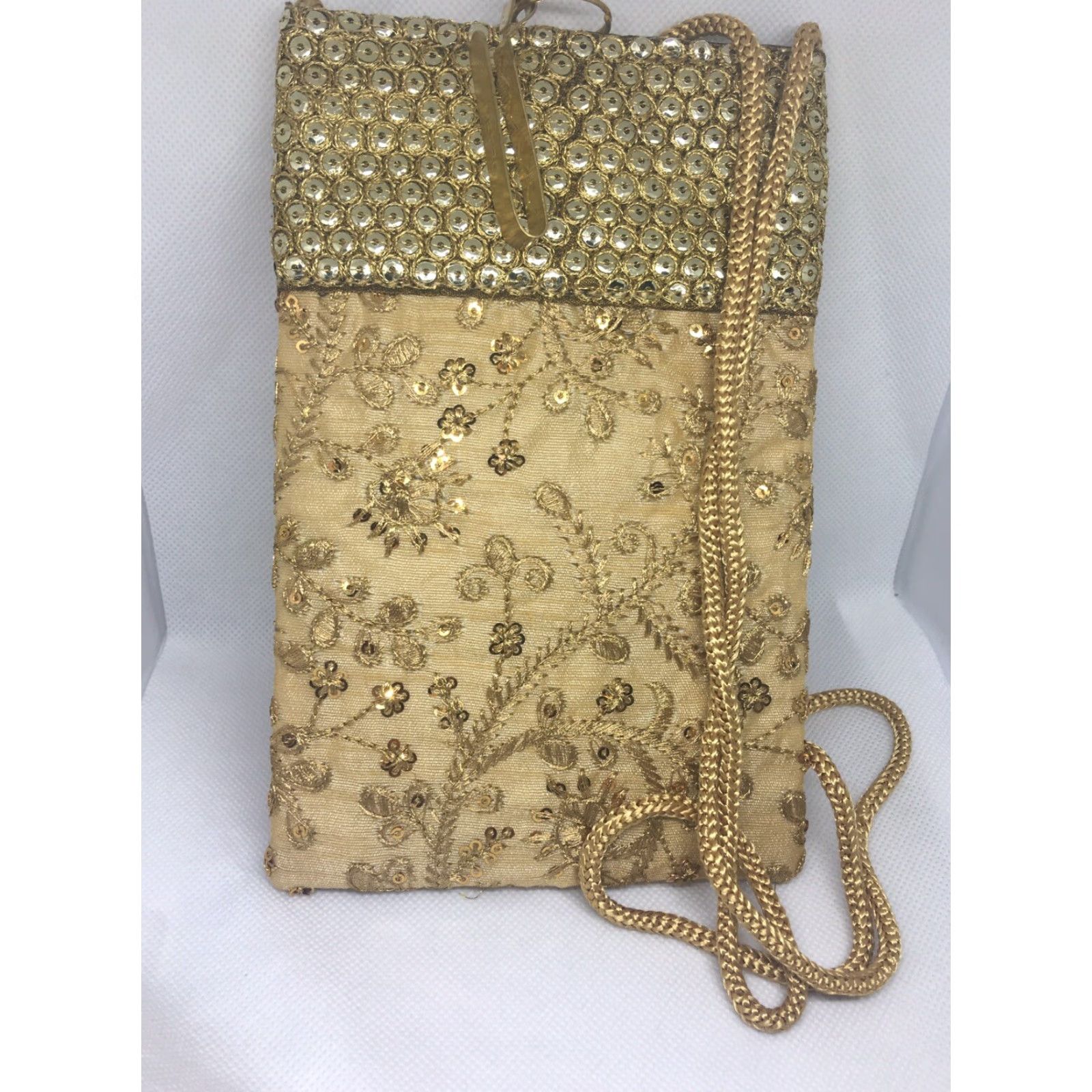 Etro VINTAGE Metro Gold Embroidered and Sequin Crossbody Bag with Belt Clip 7.5 x 5" Size ONE SIZE - 3 Thumbnail