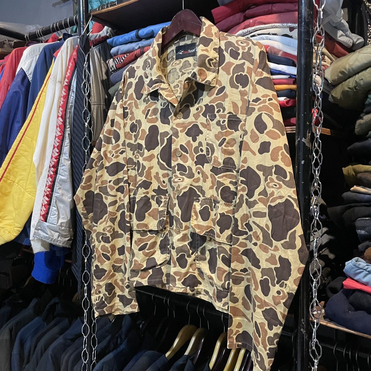 Vintage Vtg 80s Red Head Duck Camo Hunting Over Shirt Jacket Size US L / EU 52-54 / 3 - 5 Thumbnail
