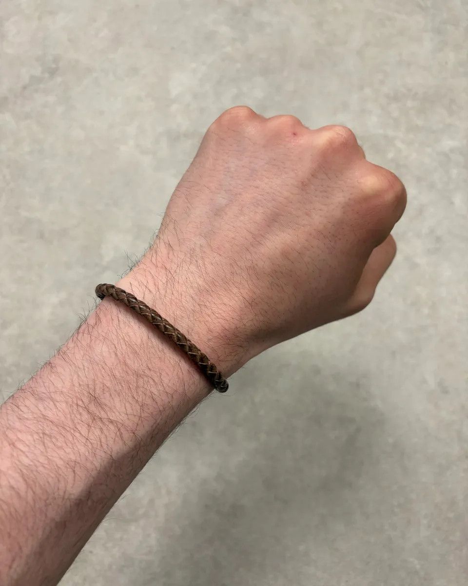 Bottega Veneta Bottega Veneta Brown Leather Braided Bracelet Size ONE SIZE - 2 Thumbnail
