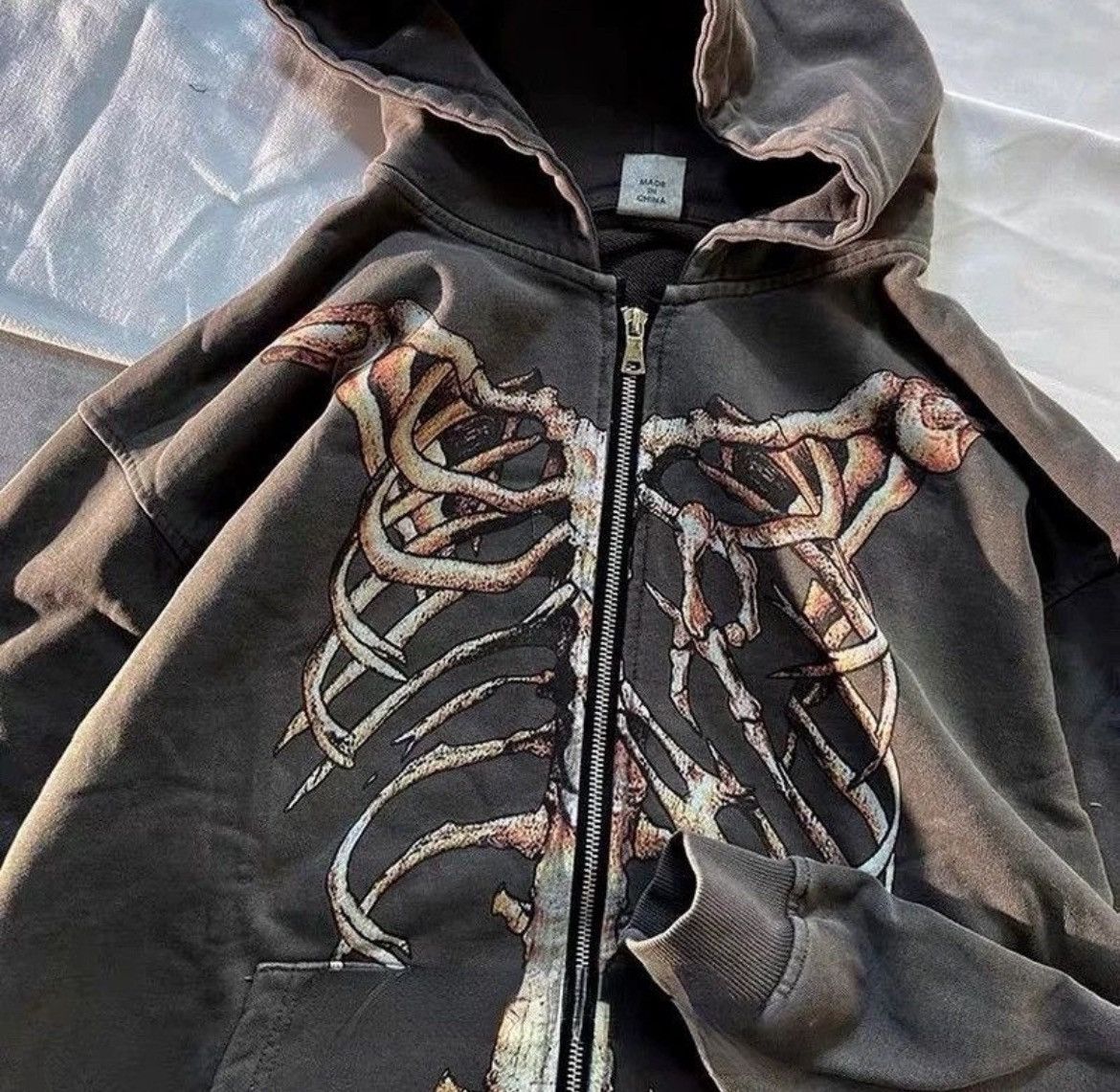Japanese Brand × Vintage Punk Zip Up Hoodie Gothic Style Skeleton Size US M / EU 48-50 / 2 - 2 Thumbnail