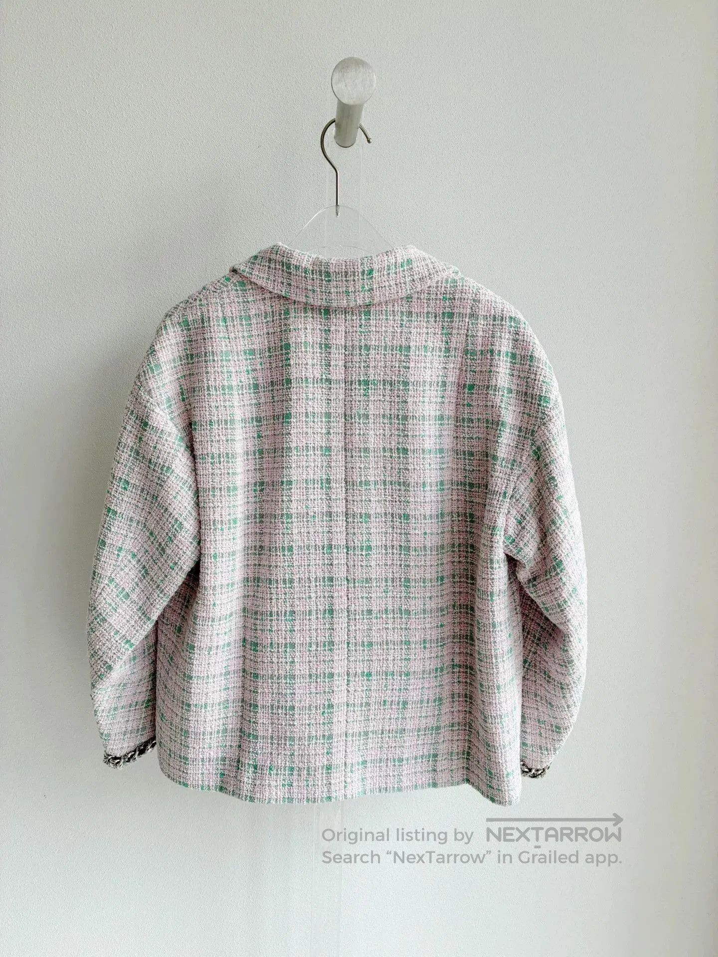 Chanel Chanel 21S Pink Green Plaid Tweed Jacket. Size XXS / US 00 / IT 34 - 3 Thumbnail