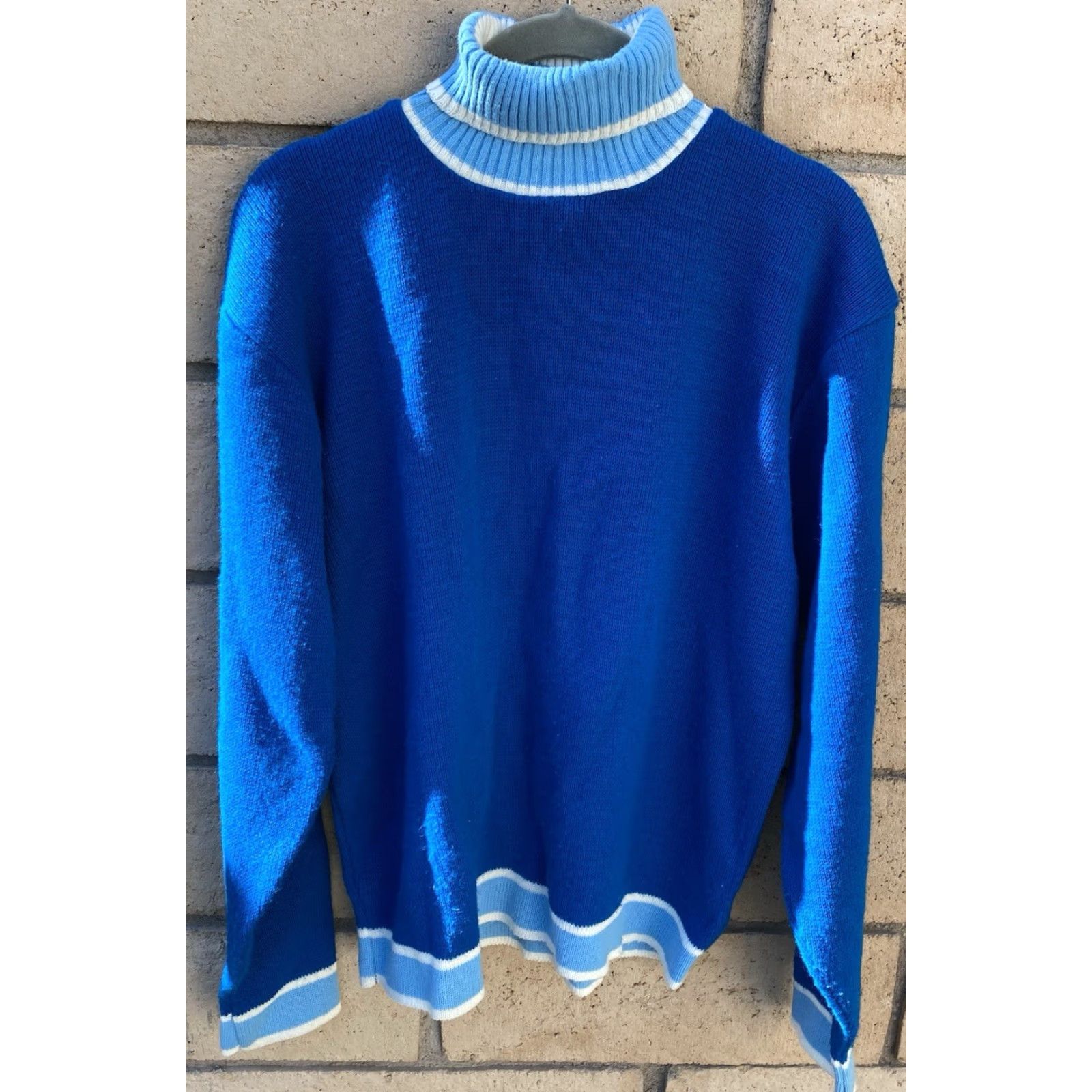 Vintage VINTAGE Mr Pro OF California Blue Acrylic Knit Sweater Turtleneck XL USA Made Size US XL / EU 56 / 4 - 6 Thumbnail