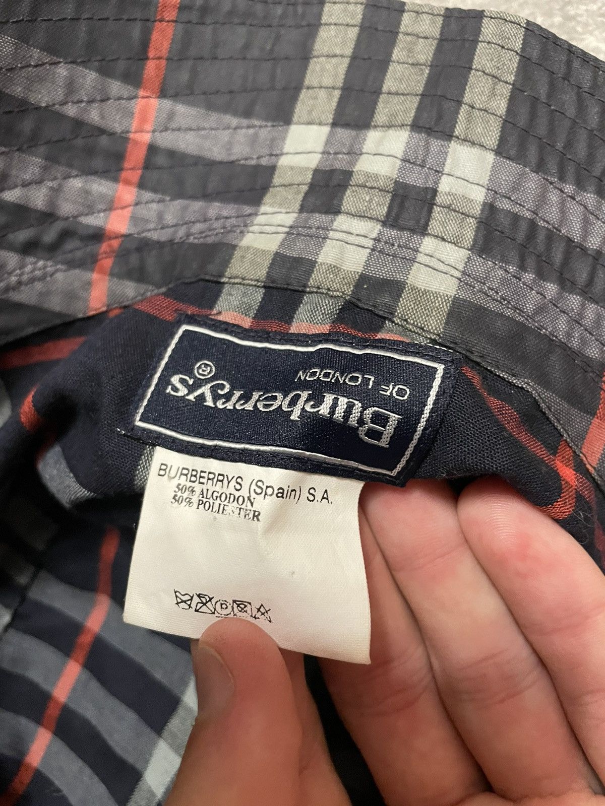 Vintage Burberrys logo bucket hat cotton panama