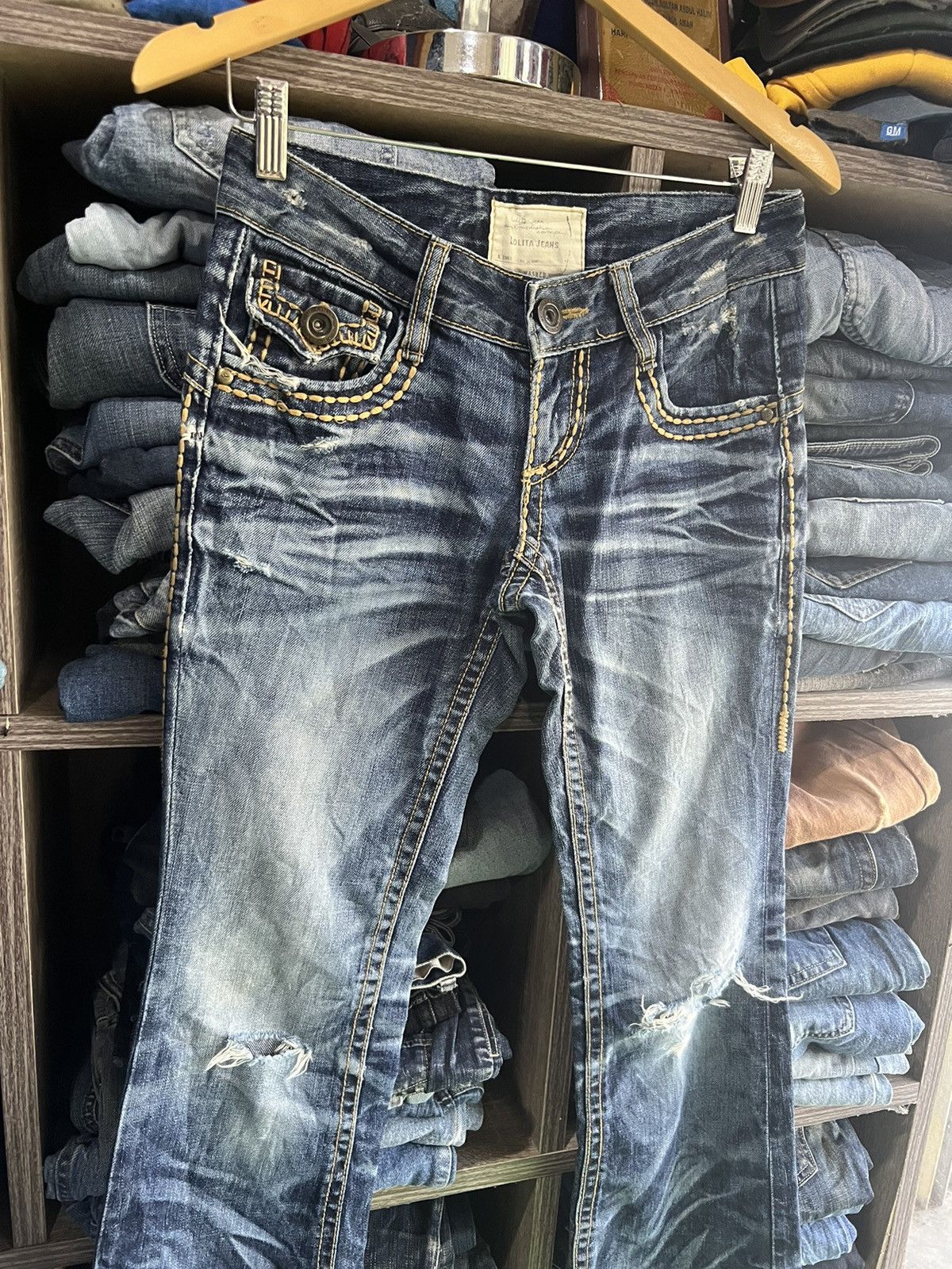 Other 🔥Rare Lolita Jeans Flared Distressed Denim Size 29" - 4 Thumbnail