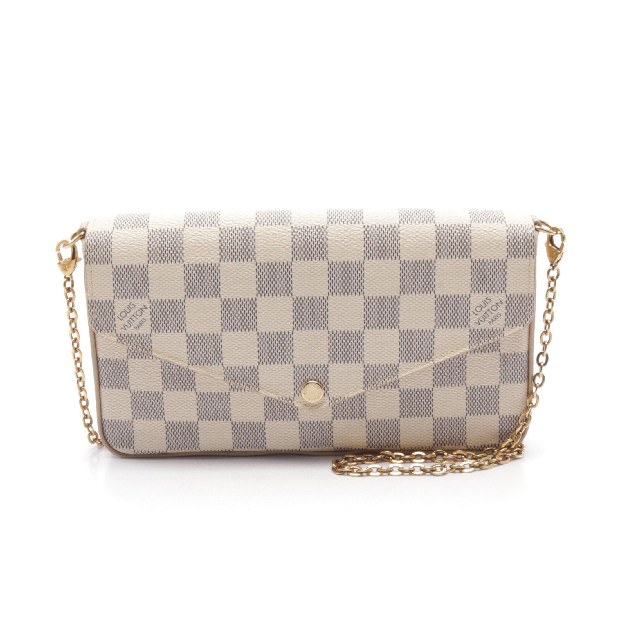 Louis Vuitton Pochette Felicie Damier Azur Chain Wallet White