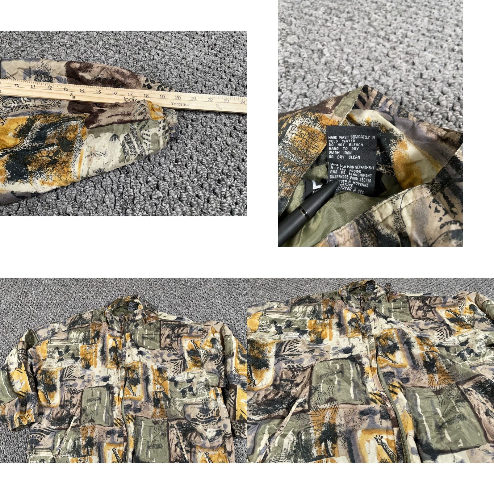 Vintage EVR Jacket Geometric Silk Zip Green 2X Women’s Casual Full Zip Lightweight Windbreaker Pockets 90s Tribal/Vintage Not Vintage Size XXL / US 16-18 / IT 52-54 - 8 Thumbnail