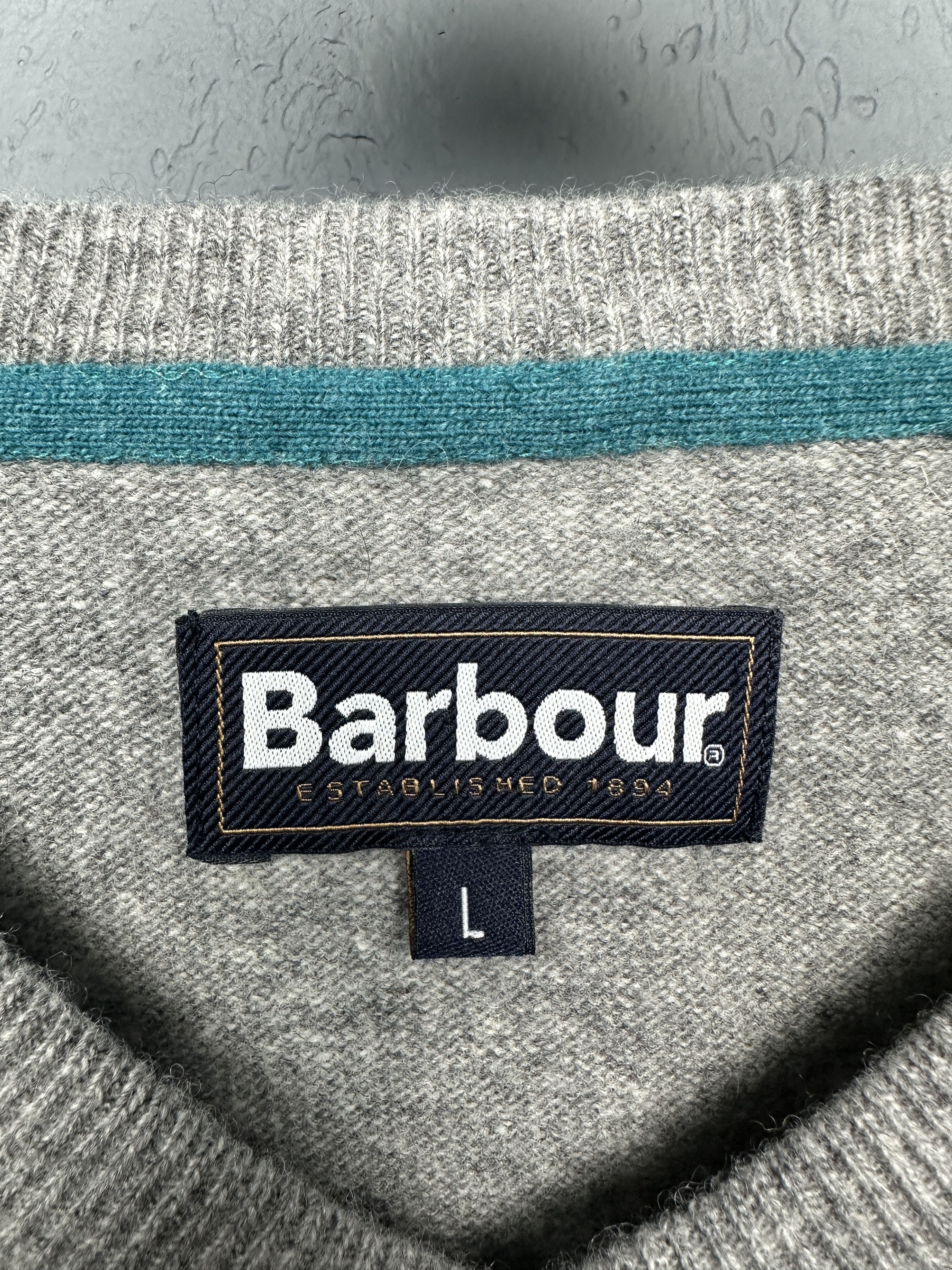 Barbour × Vintage Barbour Vintage Mens Wool V-Neck Sweater Size US L / EU 52-54 / 3 - 4 Thumbnail