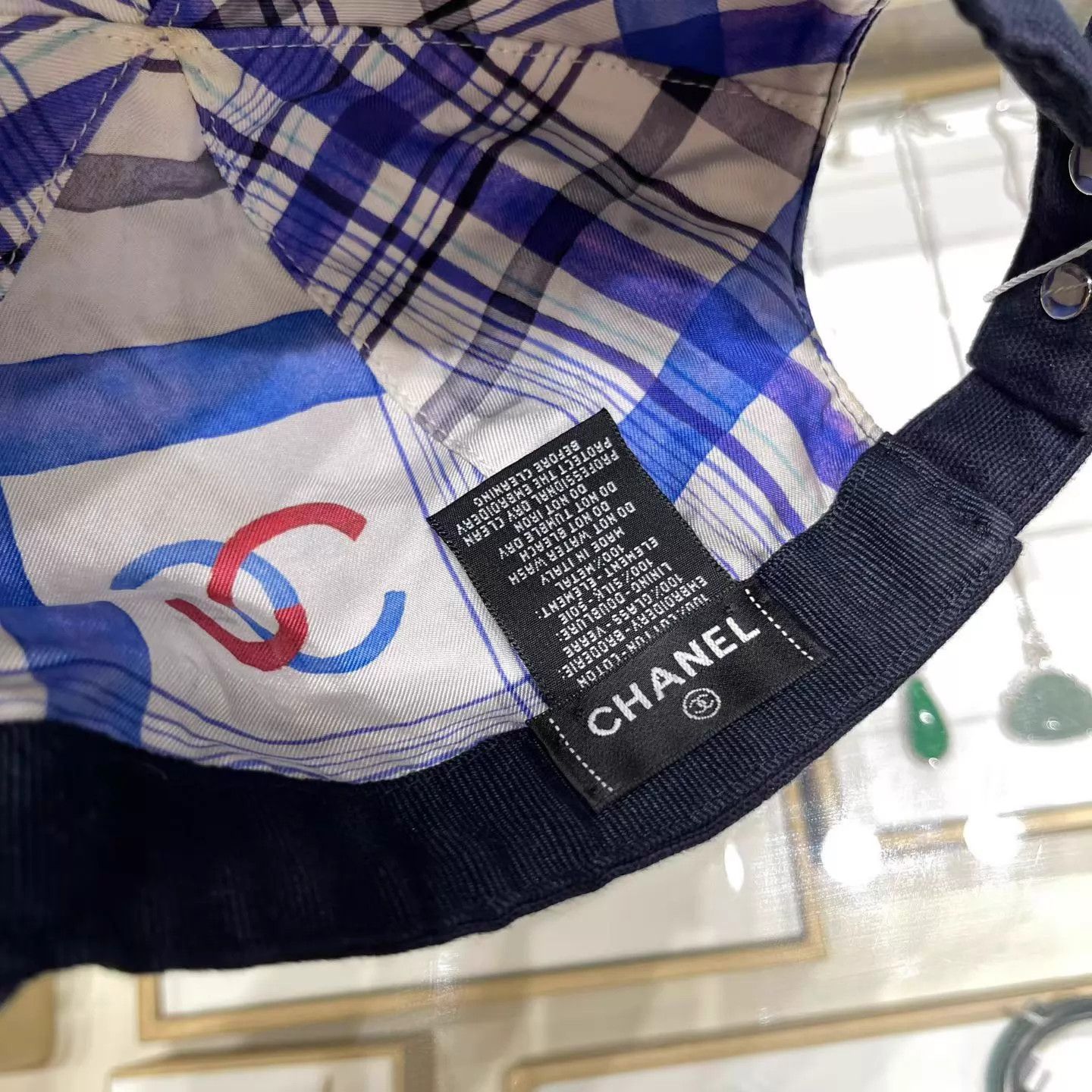 Chanel CHANEL Beaded CC Logo Navy & Red Baseball Cap Size ONE SIZE - 7 Thumbnail