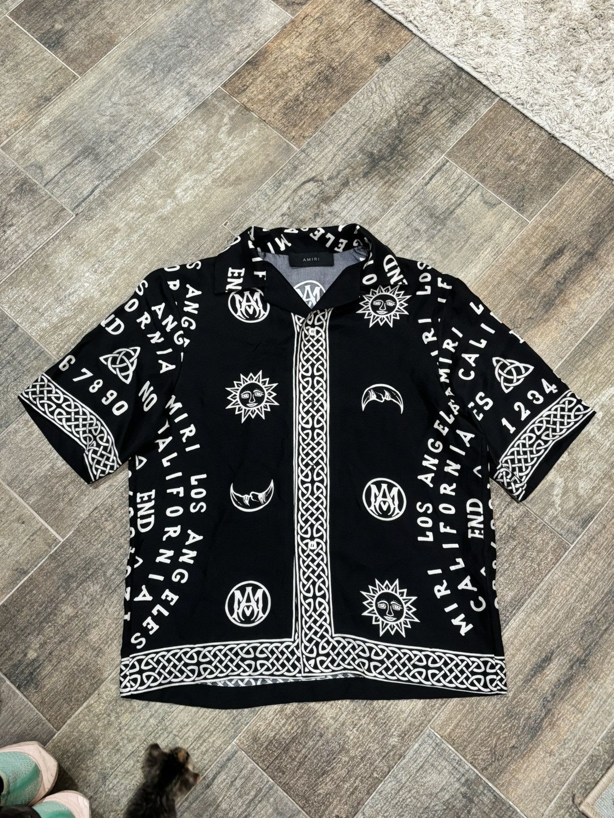 New Black and White Amiri Los Angeles Silk Button Up