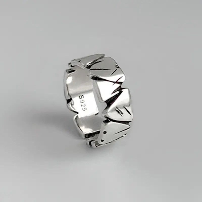 Vintage Adjustable Opening Mori Heart Shaped Rock Texture Rings Size ONE SIZE - 3 Thumbnail