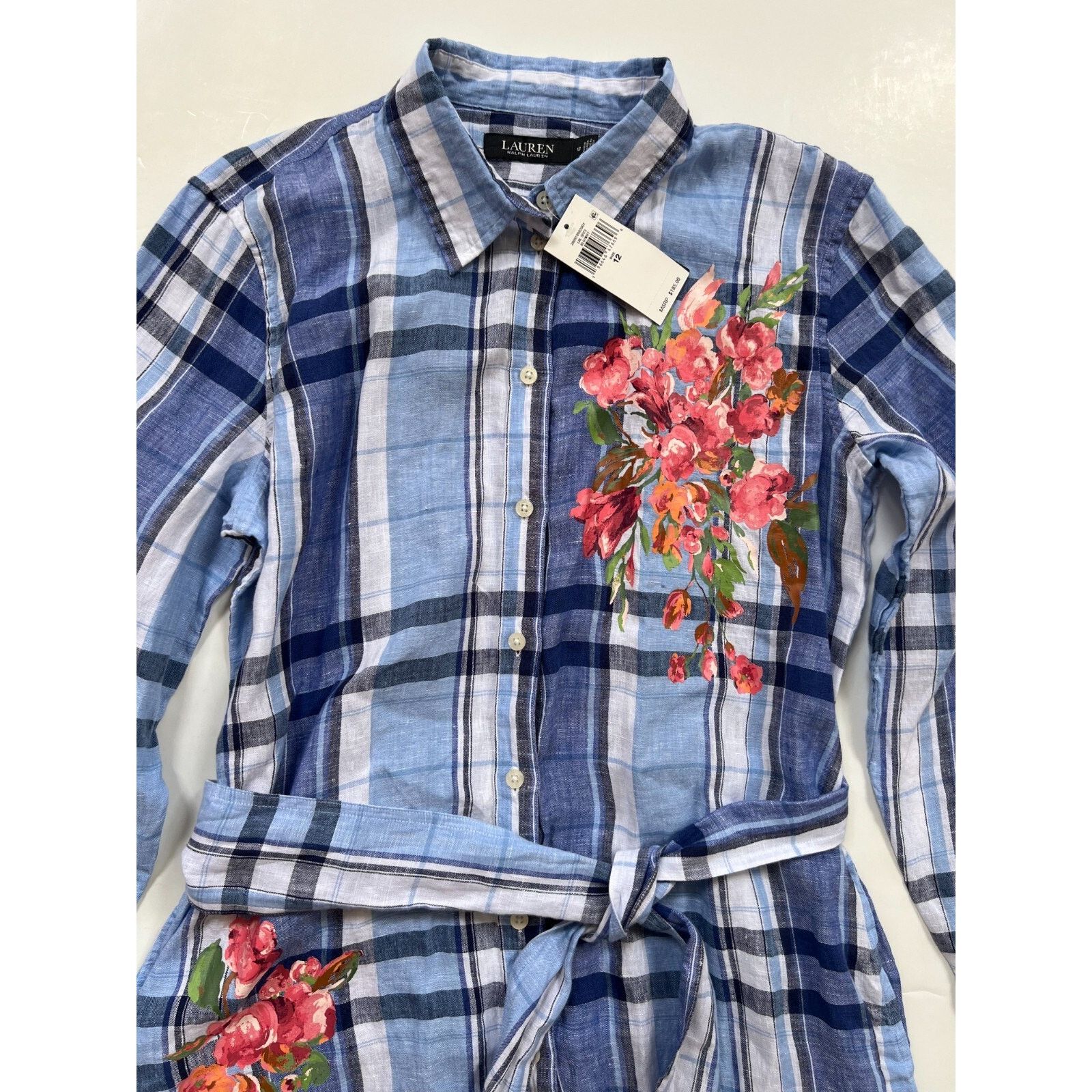 Lauren Ralph Lauren Ralph Lauren Floral & Plaid Linen Shirtdress Women's Size 12 Size XL / US 12-14 / IT 48-50 - 8 Thumbnail