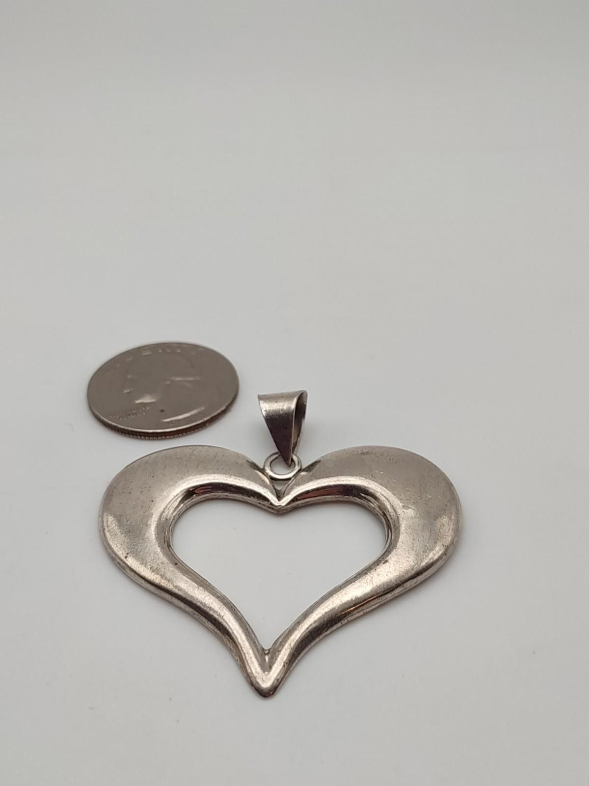The Unbranded Brand Vintage Mexico 925 Sterling Silver Large Open Heart Pendant Size ONE SIZE - 4 Thumbnail