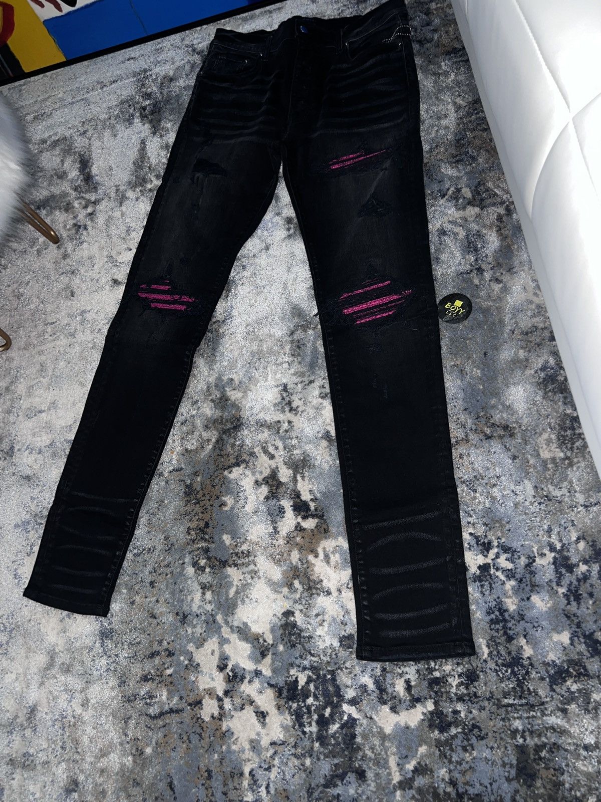 Amiri Amiri pink patch mx1 jeans Size US 34 / EU 50 - 4 Thumbnail