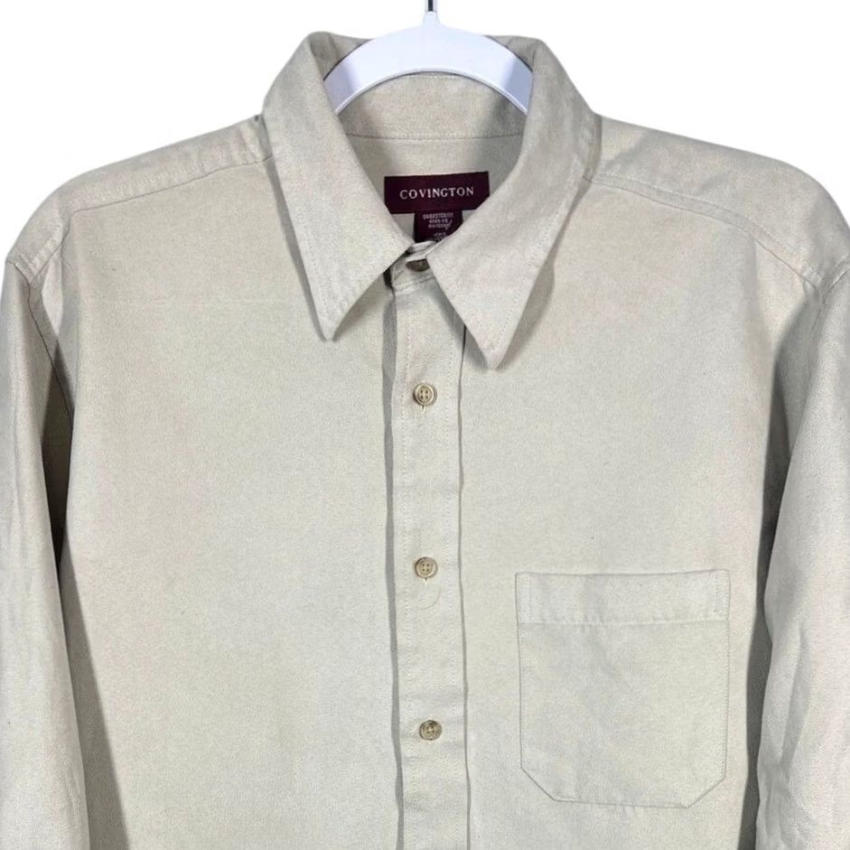 Vintage Covington Mens Long Sleeve Shirt Beige Size Medium Button Up Size US M / EU 48-50 / 2 - 5 Thumbnail