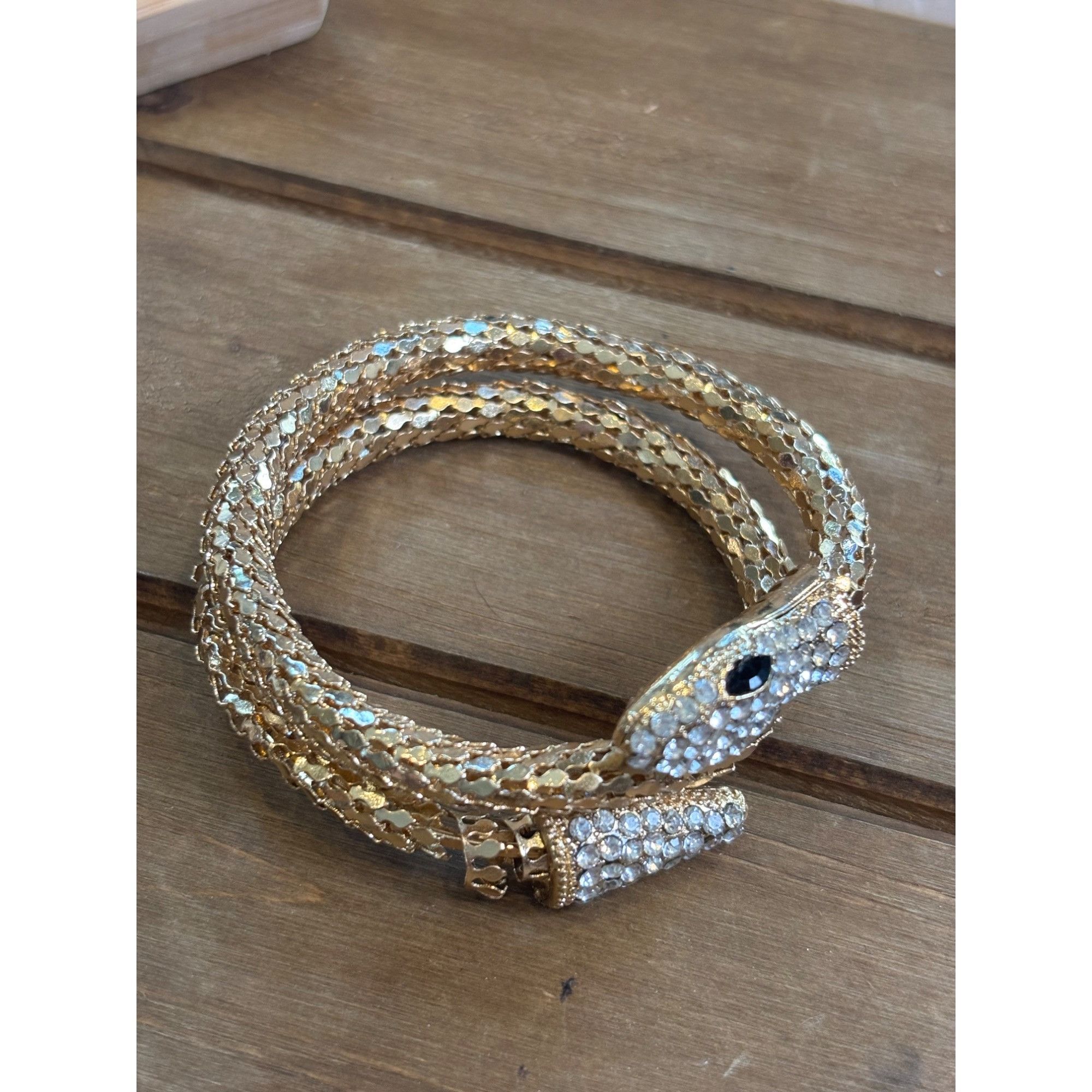 Other Gold Snake-Style Rhinestone Wrap Bracelet Size ONE SIZE - 6 Thumbnail