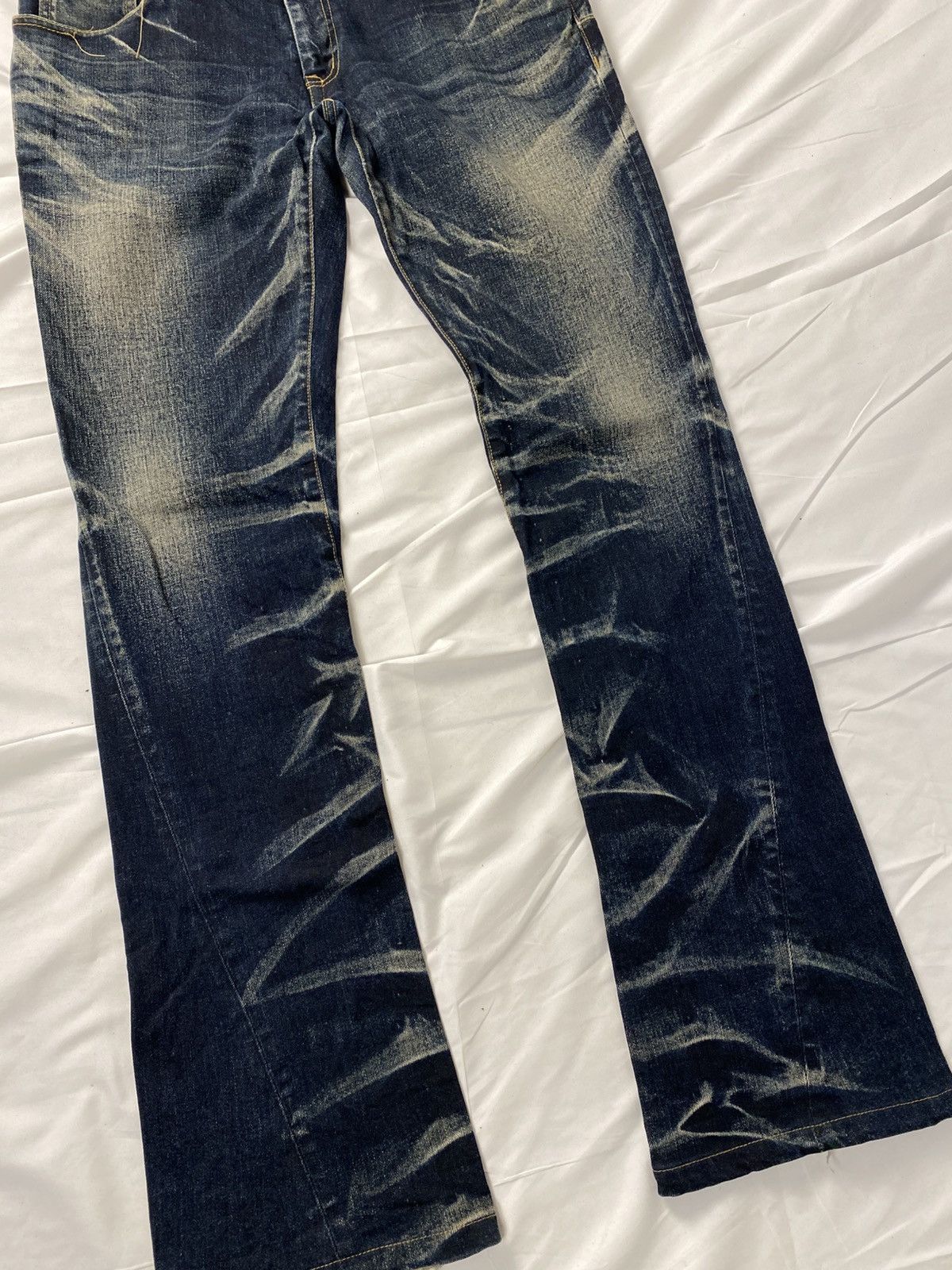 Tornado Mart Tornado Mart Wisker Washed Twisted Spiral Flared Style Denim Size US 34 / EU 50 - 9 Thumbnail