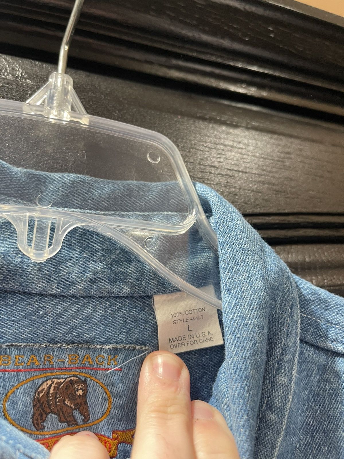 Other VTG Bear Back Men's Lg Long Sleeve Button Down Blue Denim Size US XL / EU 56 / 4 - 4 Thumbnail