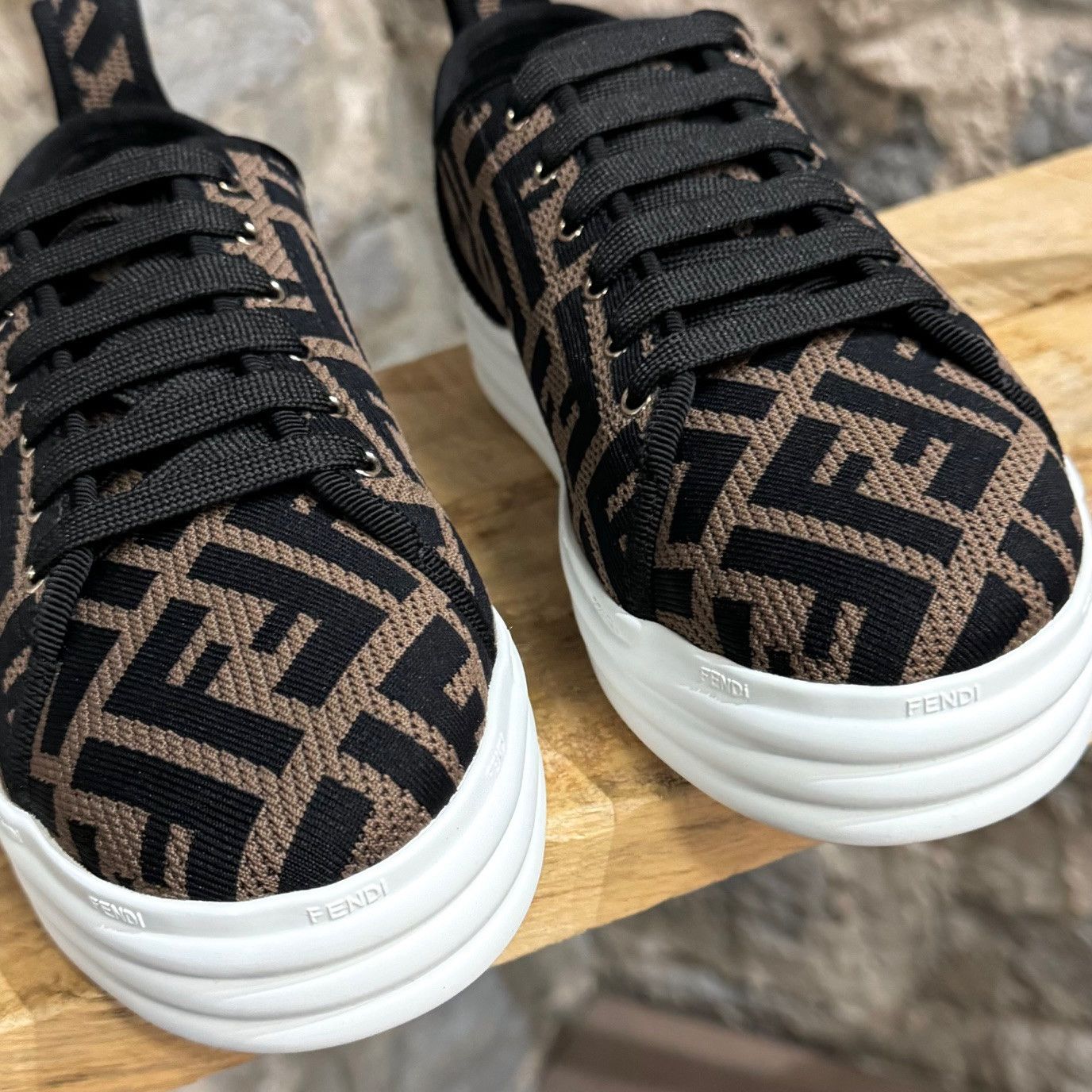 Fendi Fendi Zucca FF Brown Mesh Platform Sneakers Size US 8 / IT 38 - 4 Thumbnail